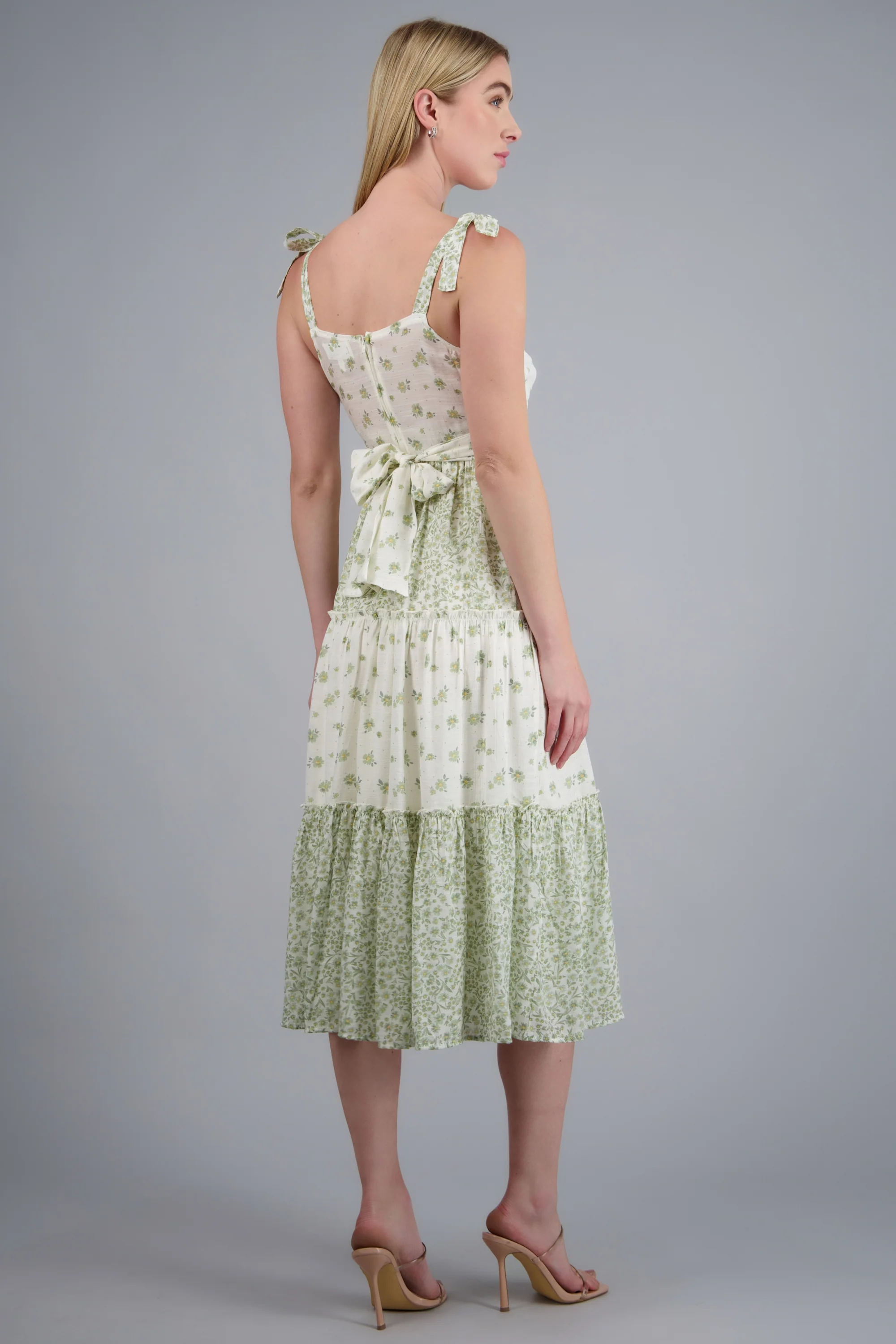 Vestido maxi flores detalle bloques - Image 4