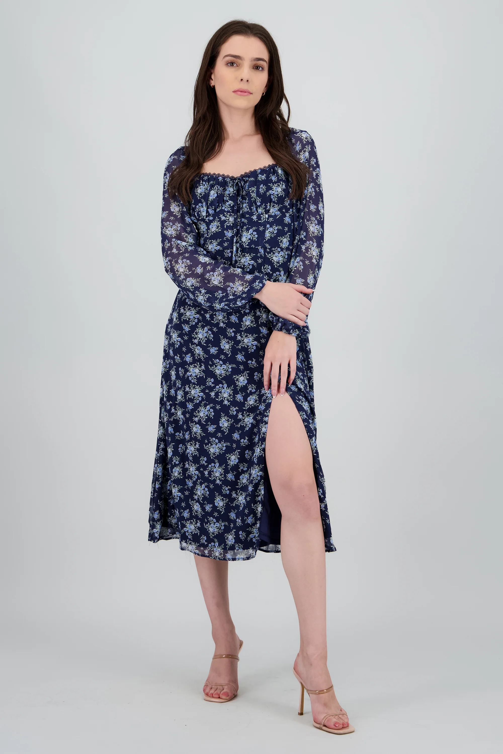 Vestido maxi flores detalle escote - Image 2