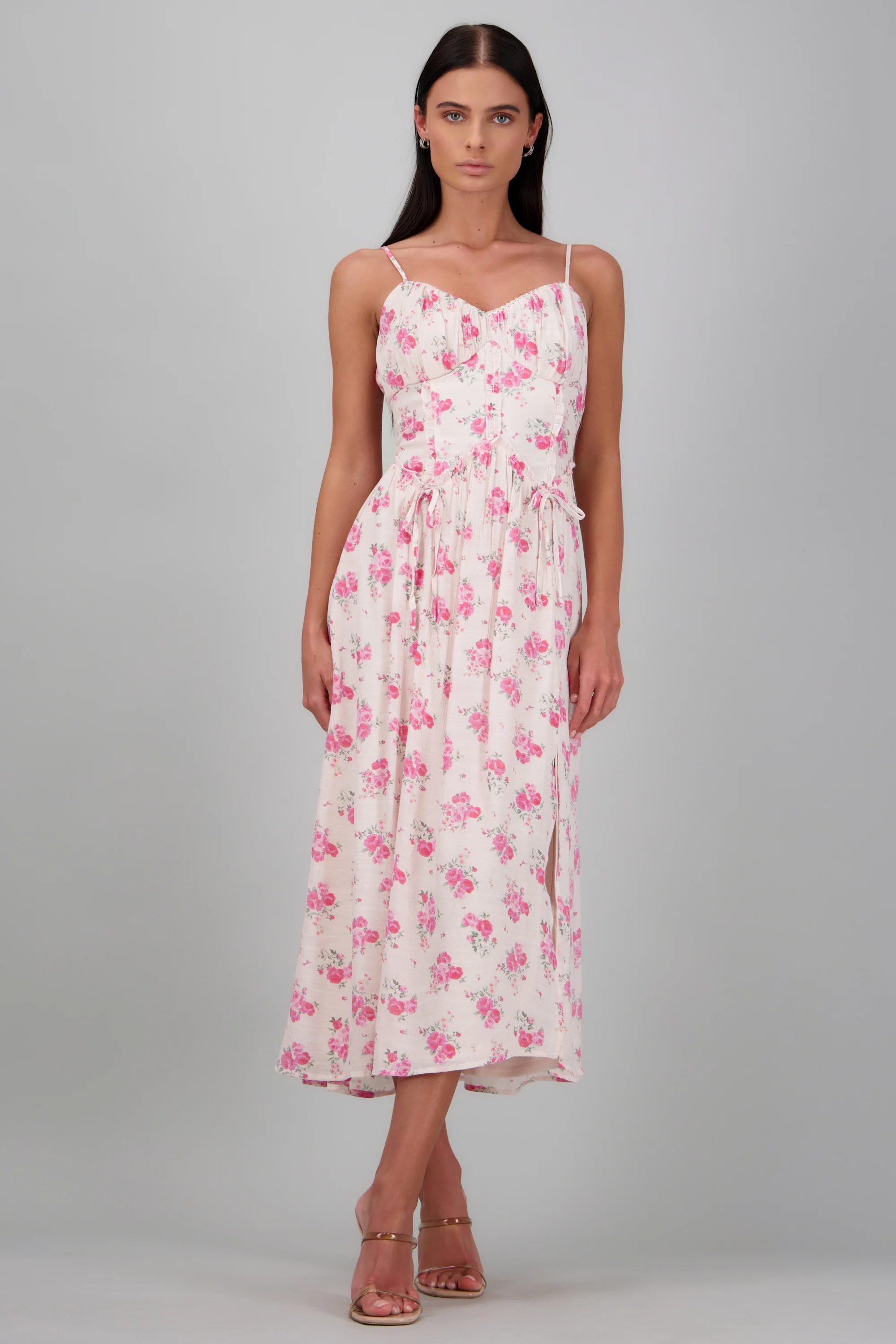Vestido maxi flores detalle escote encaje - Image 4