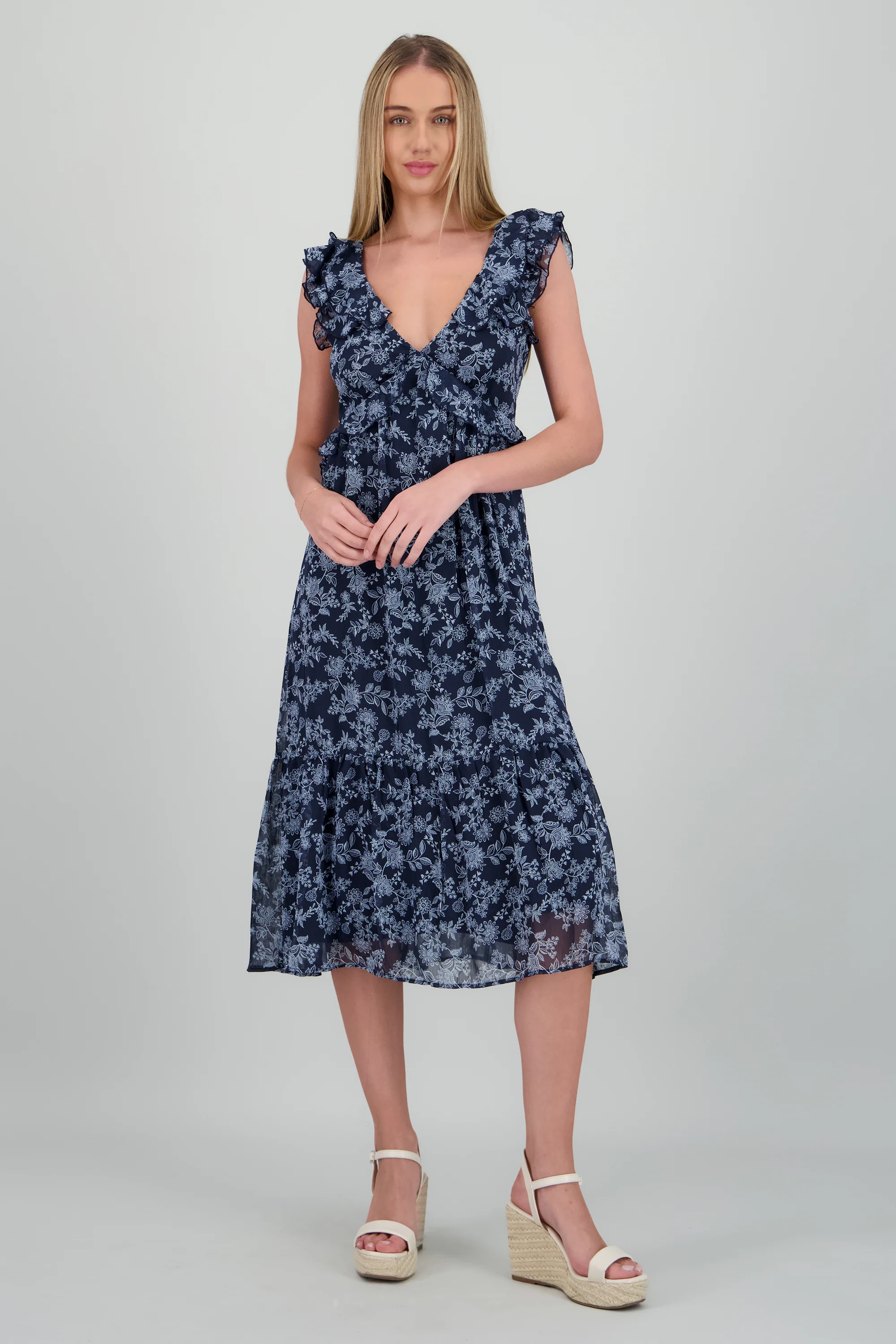 Vestido maxi flores detalle olanes - Image 2