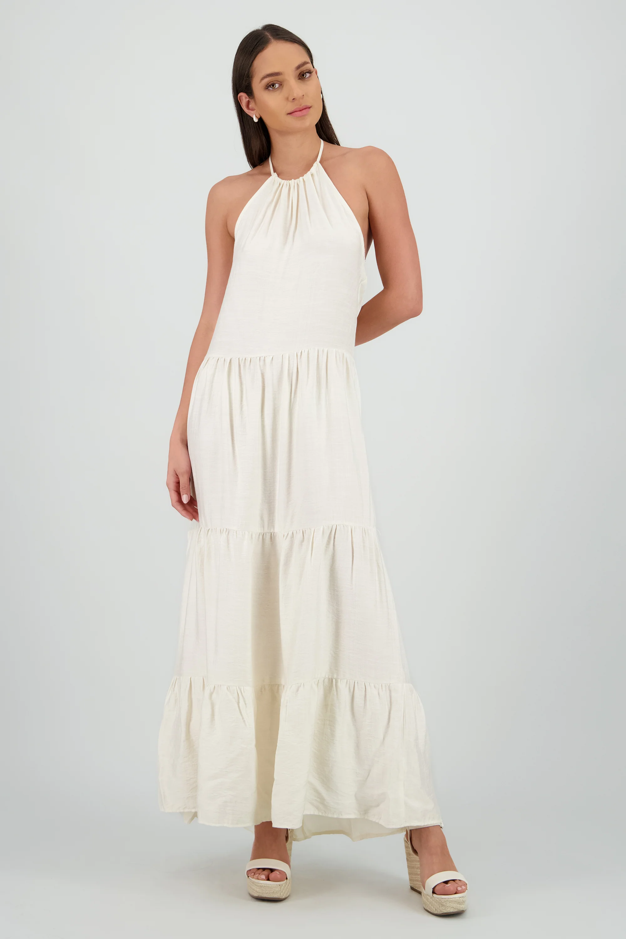 Vestido maxi halter con olanes - Image 2
