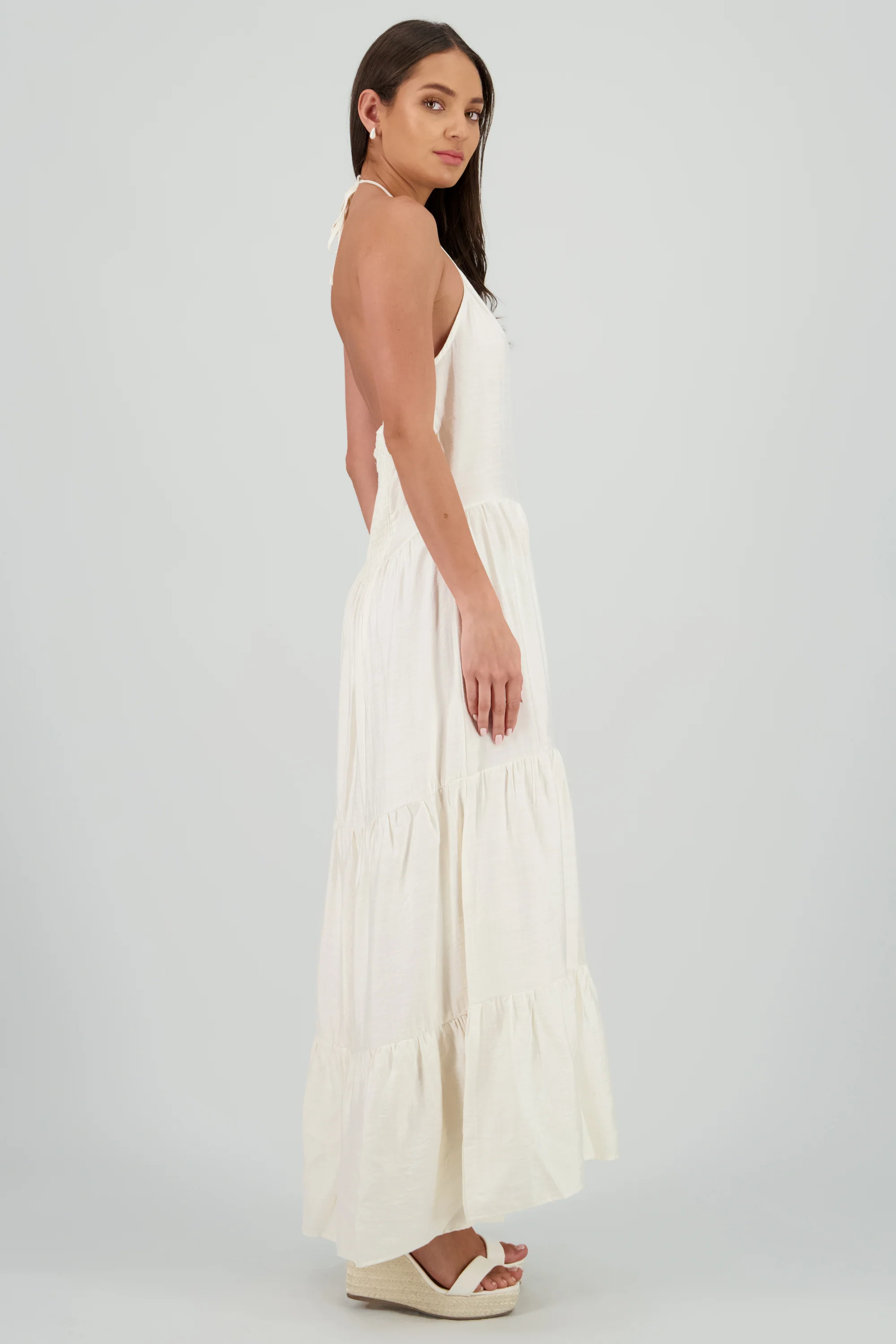 Vestido maxi halter con olanes - Image 3