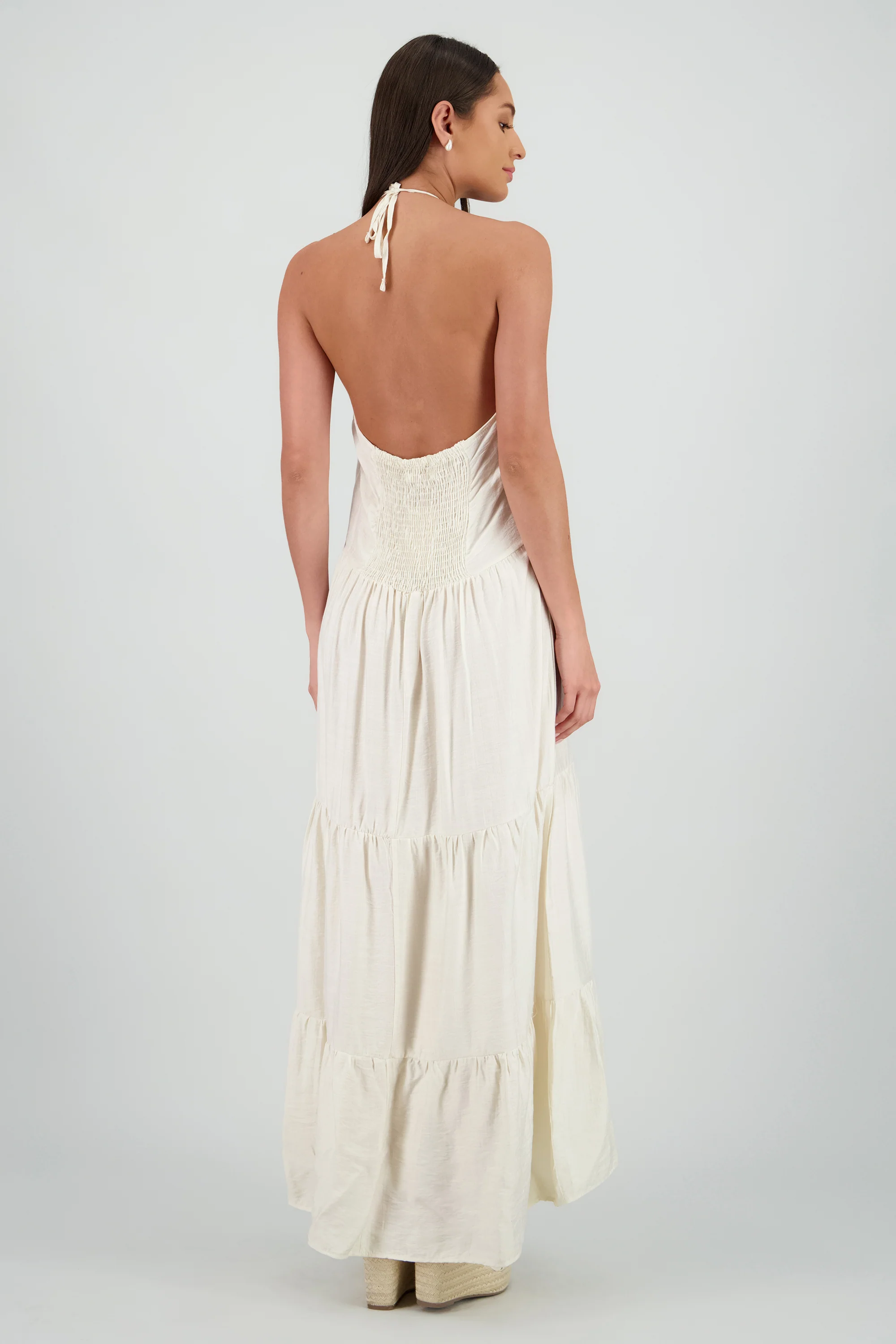 Vestido maxi halter con olanes - Image 4