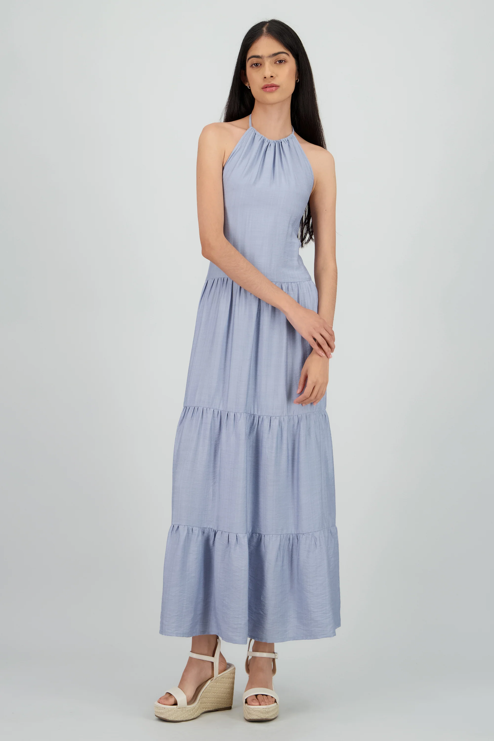 Vestido maxi halter con olanes - Image 2