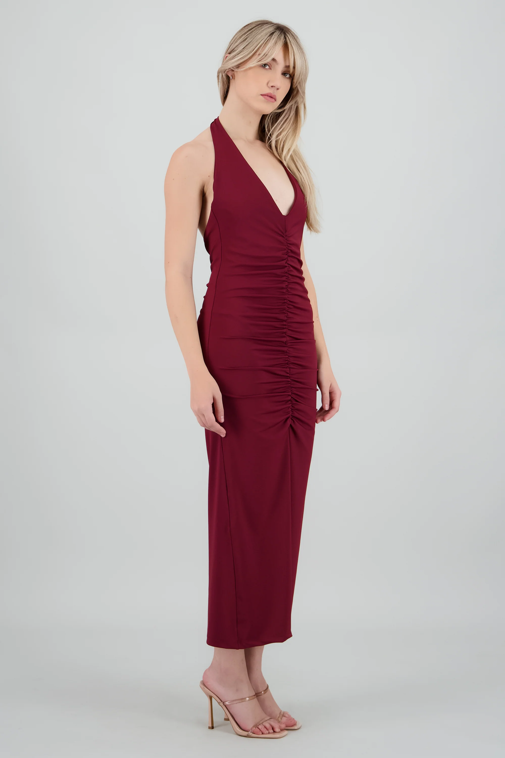 Vestido maxi halter drapeado - Image 3