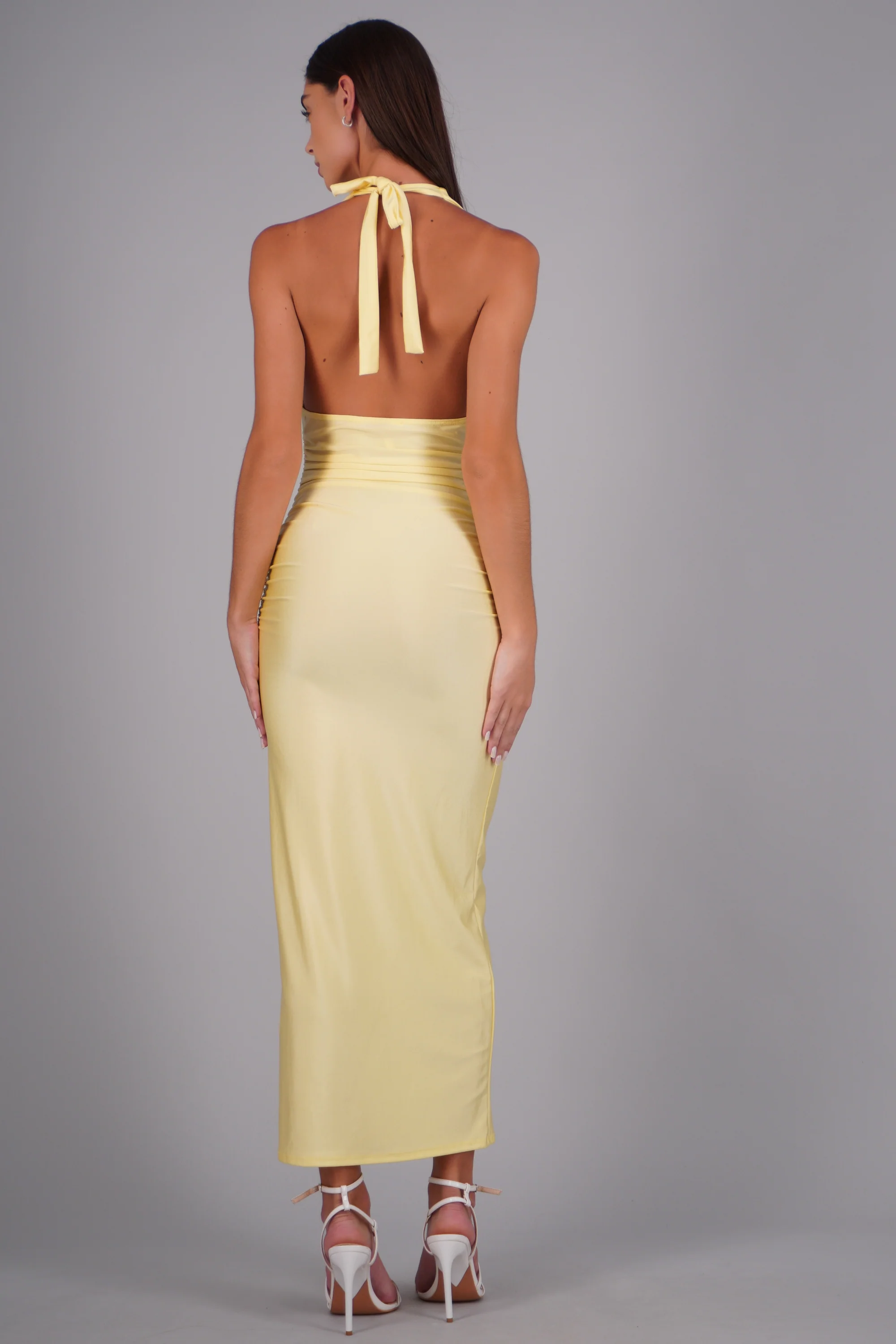 Vestido maxi halter drapeado - Image 4