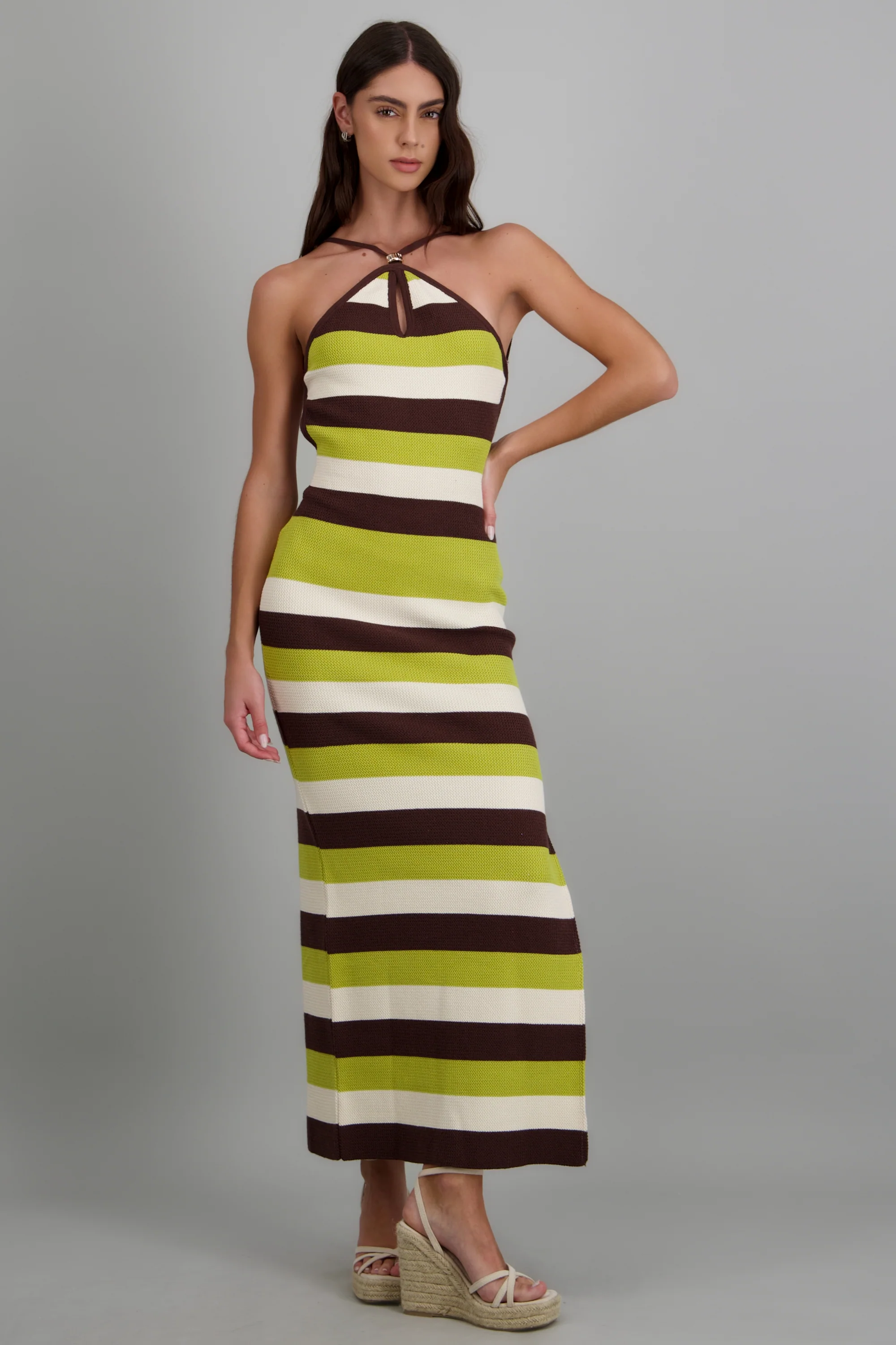 Vestido maxi líneas textura
