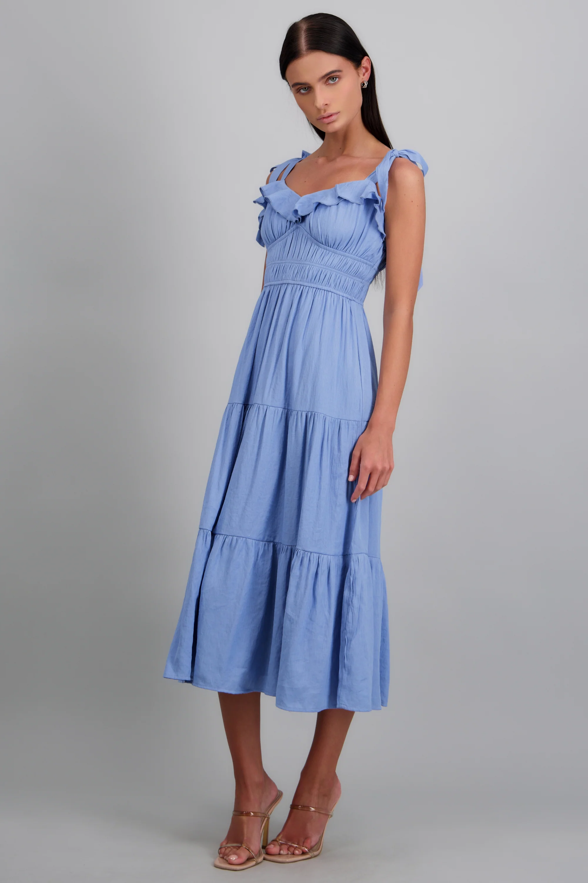 Vestido maxi liso detalle tirantes moños - Image 2