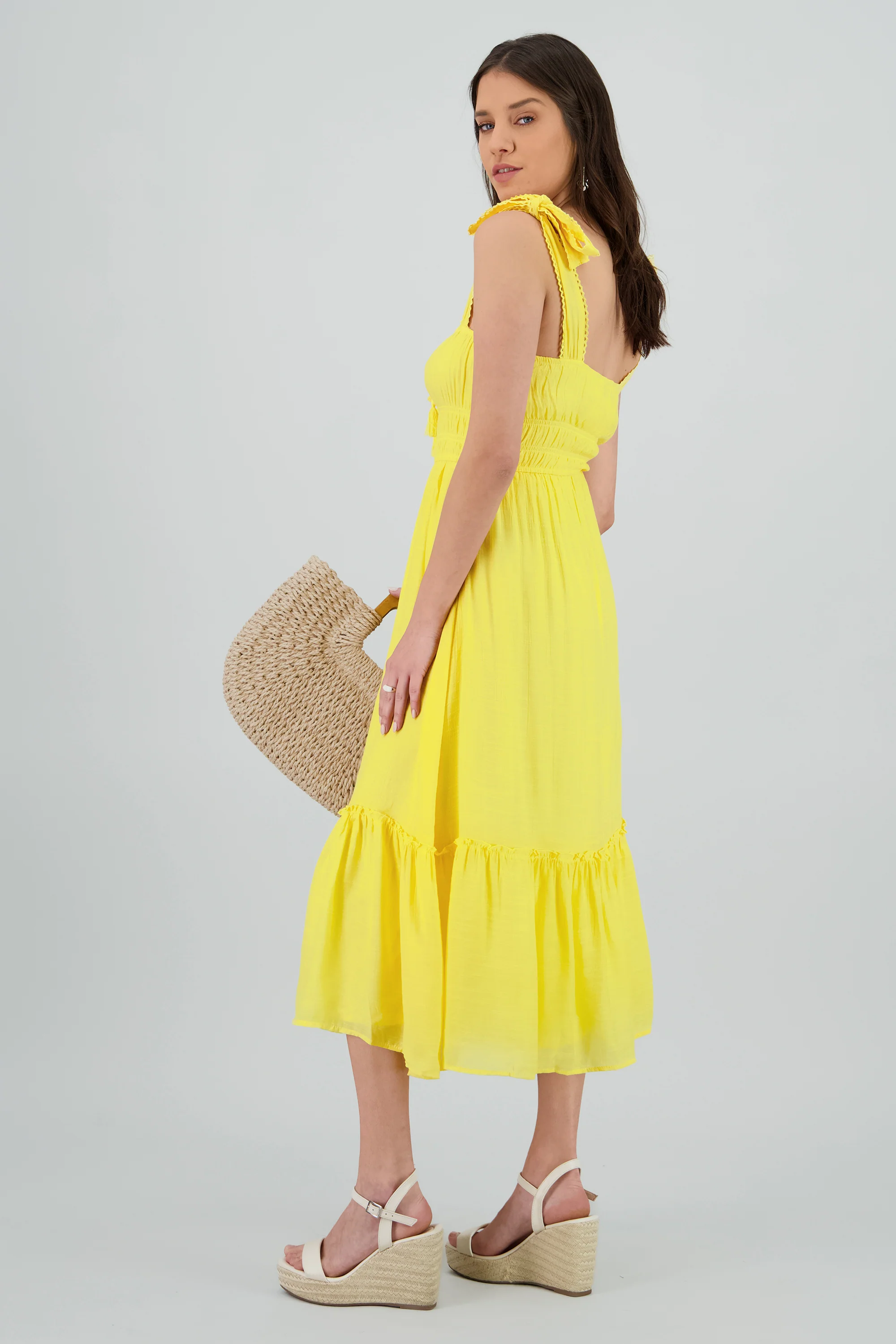 Vestido maxi liso tirantes moño - Image 3