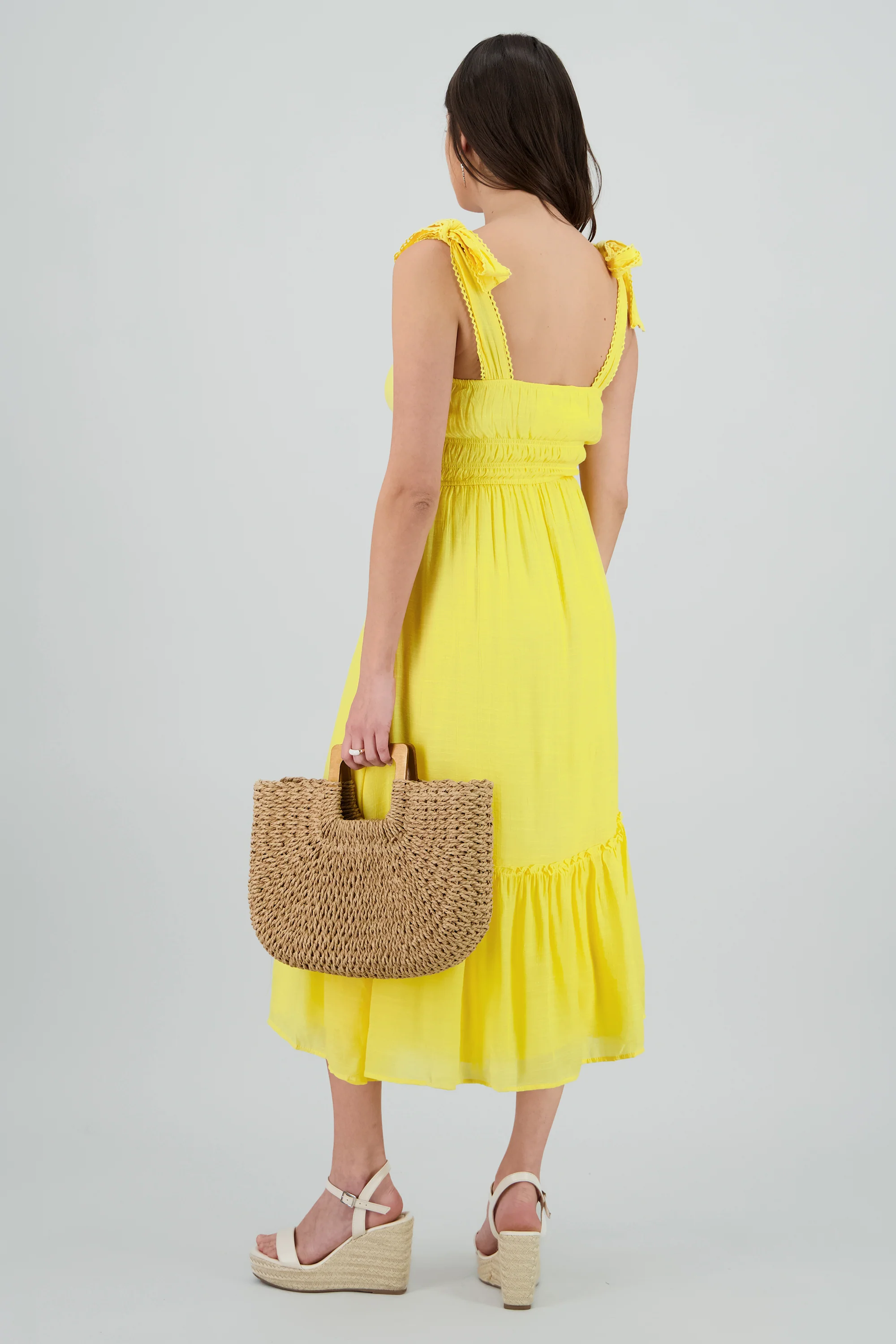 Vestido maxi liso tirantes moño - Image 4