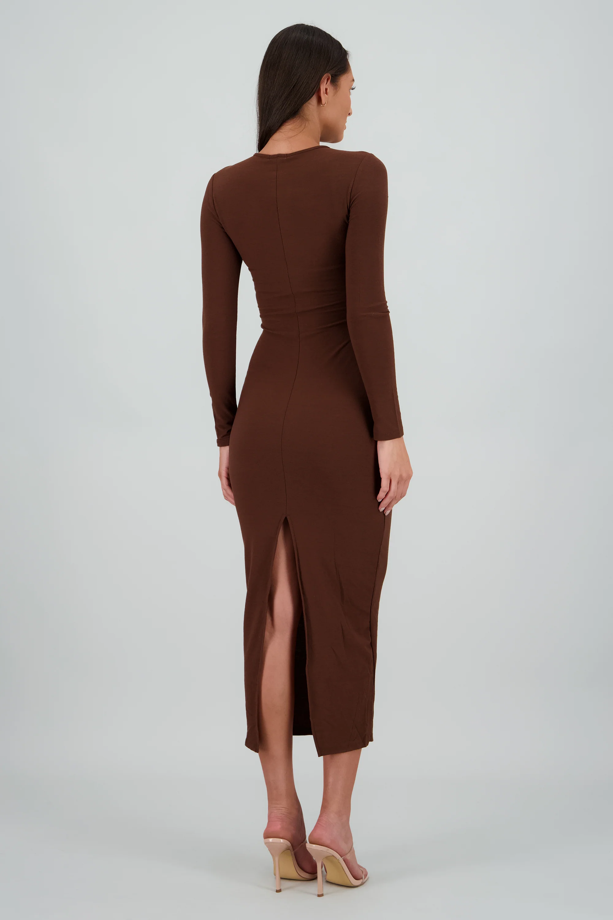 Vestido maxi manga larga liso - Image 3