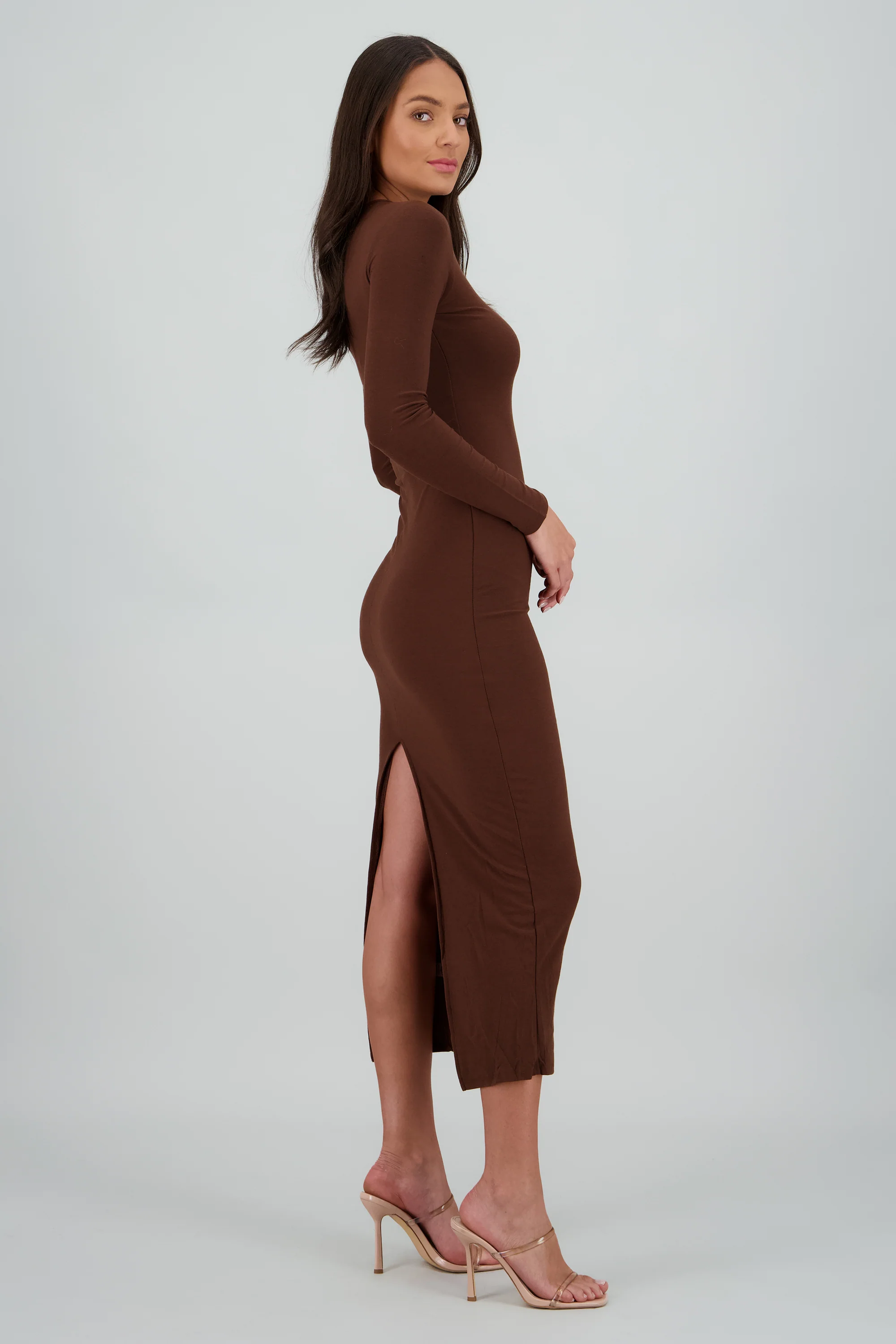 Vestido maxi manga larga liso - Image 4