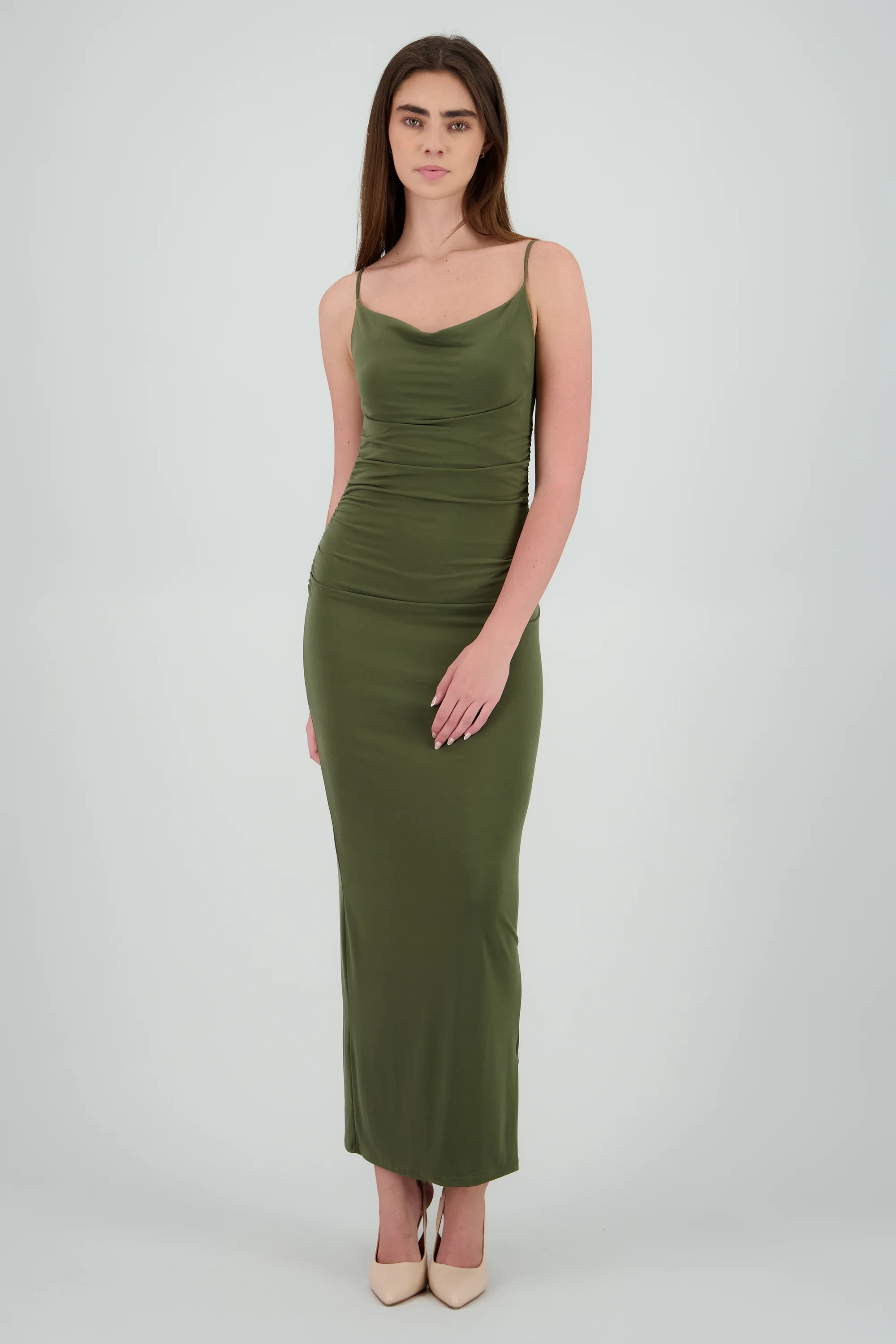 Vestido maxi mesh drapeado tirantes - Image 2