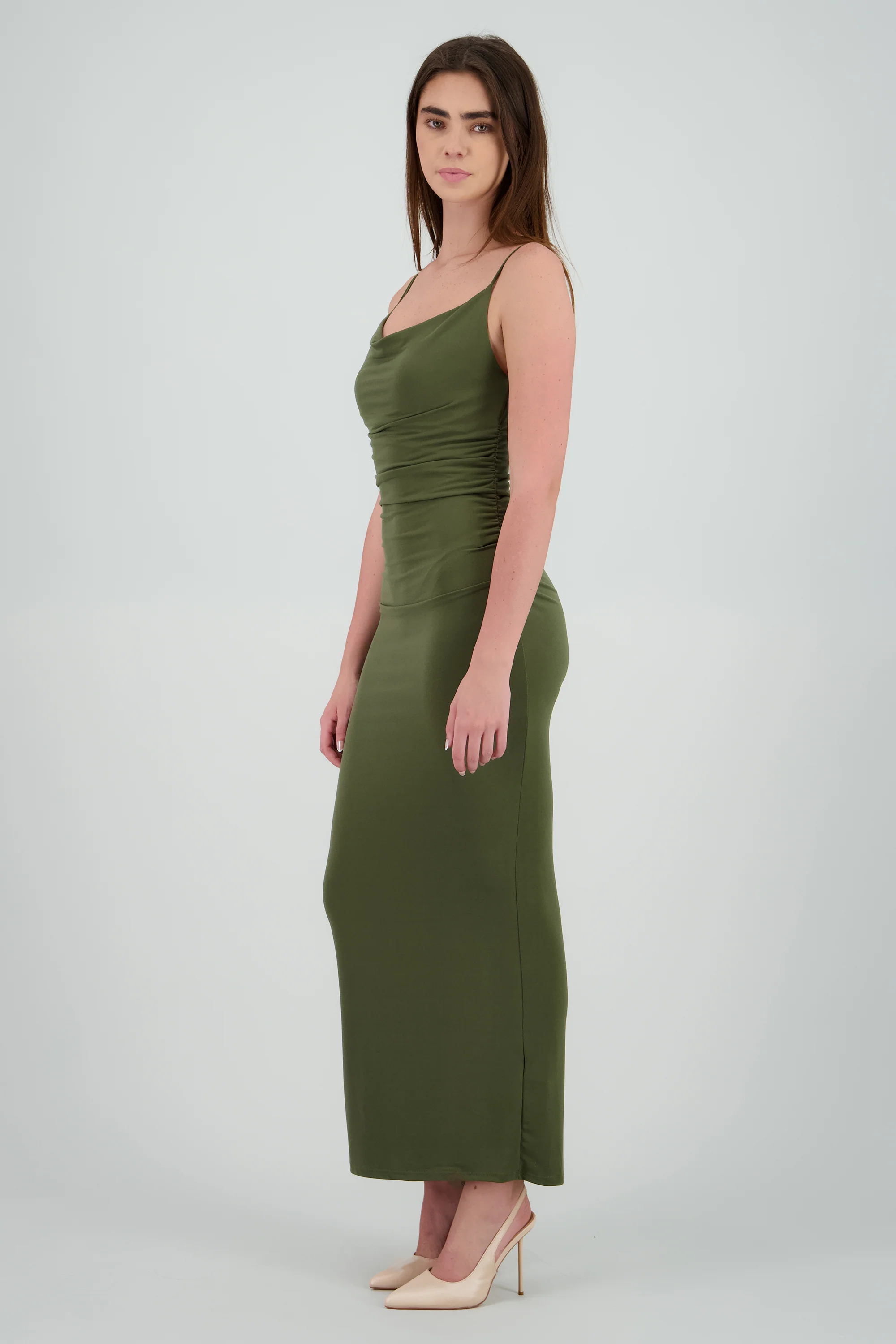 Vestido maxi mesh drapeado tirantes - Image 3