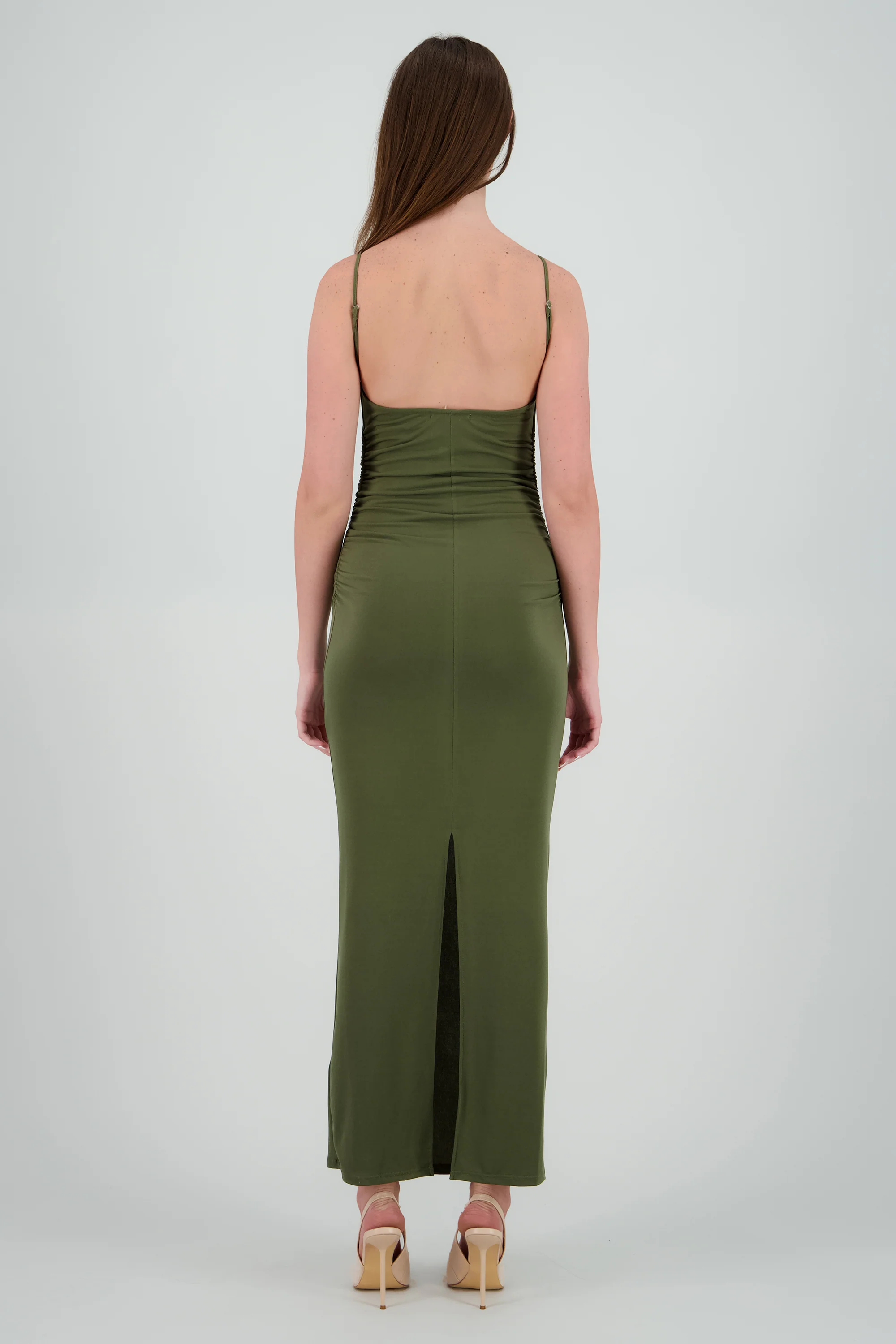 Vestido maxi mesh drapeado tirantes - Image 4