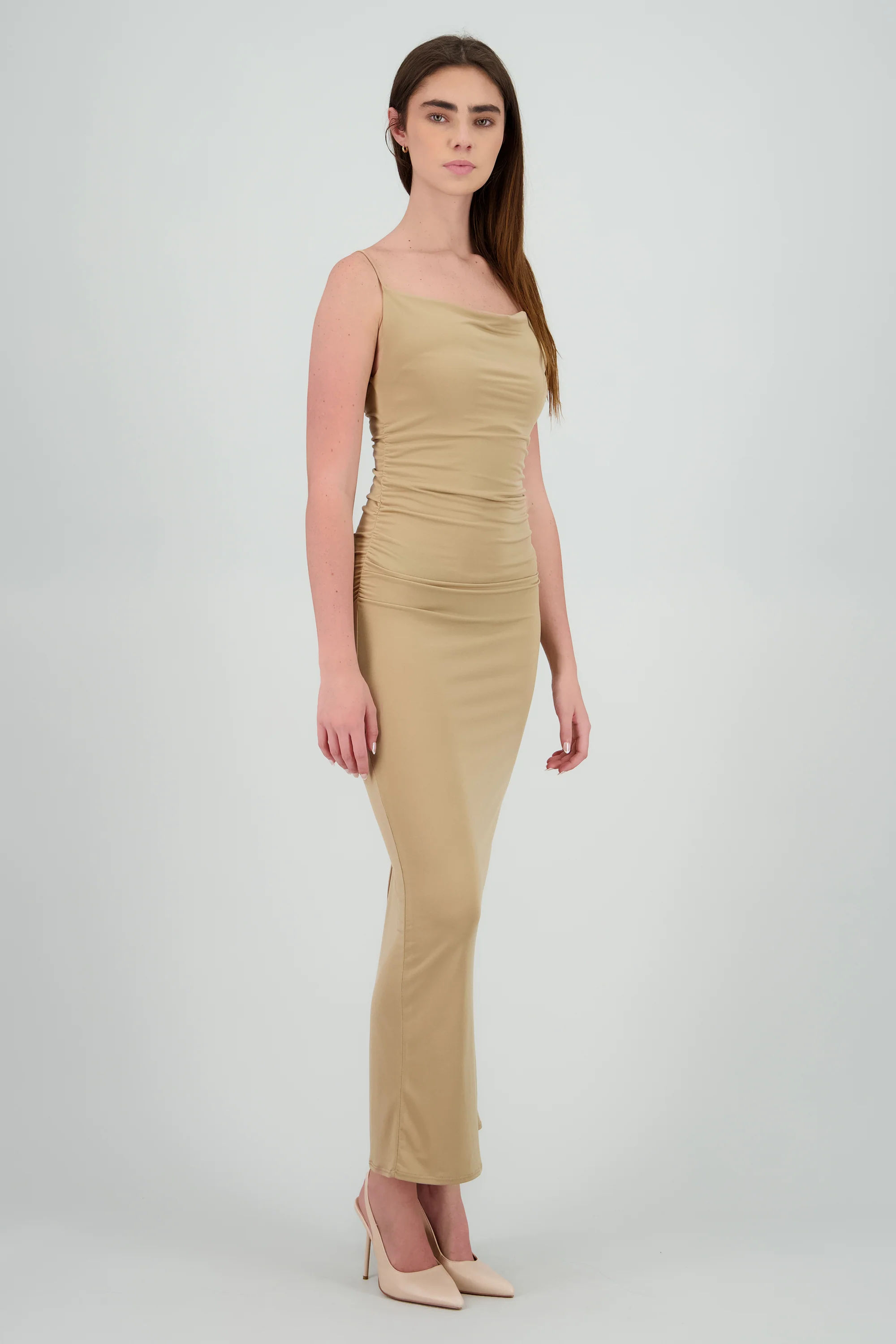 Vestido maxi mesh drapeado tirantes - Image 3