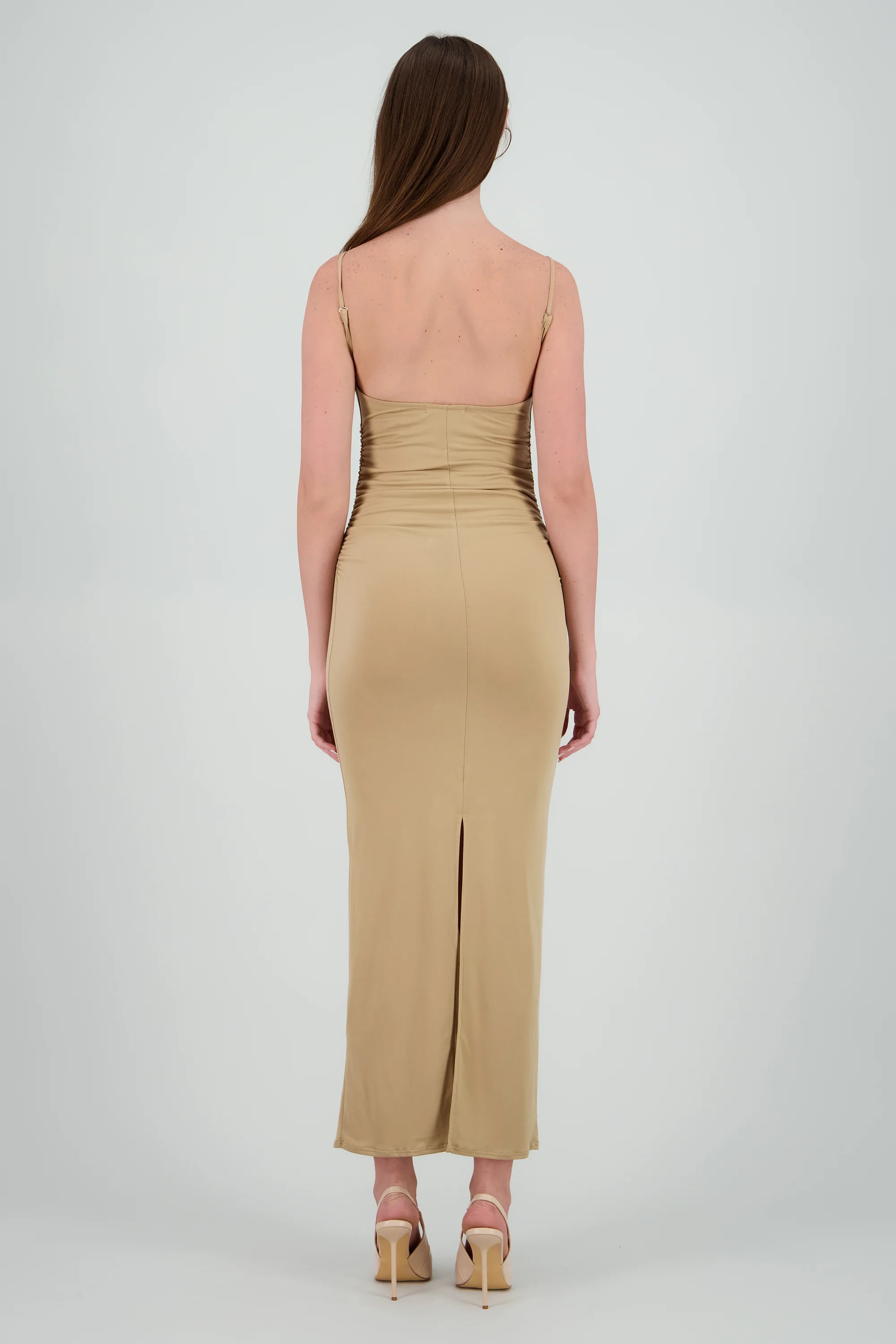 Vestido maxi mesh drapeado tirantes - Image 4