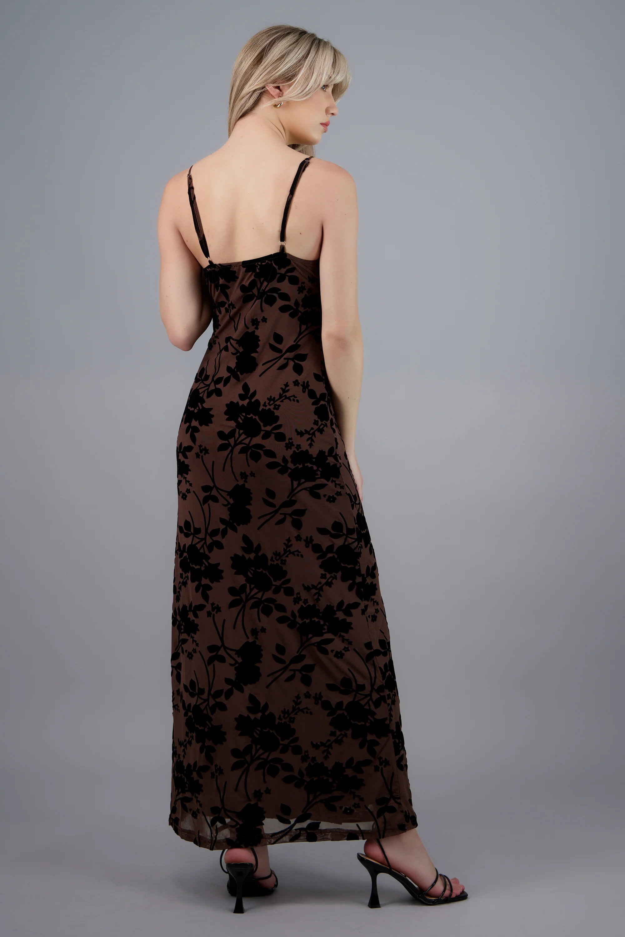 Vestido maxi mesh flok tirantes - Image 3