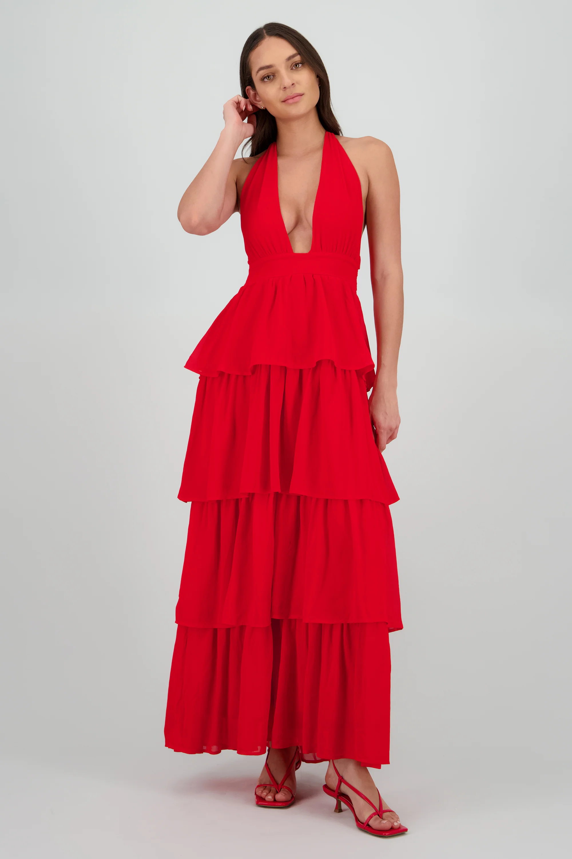 Vestido maxi nudo espalda con olanes - Image 2