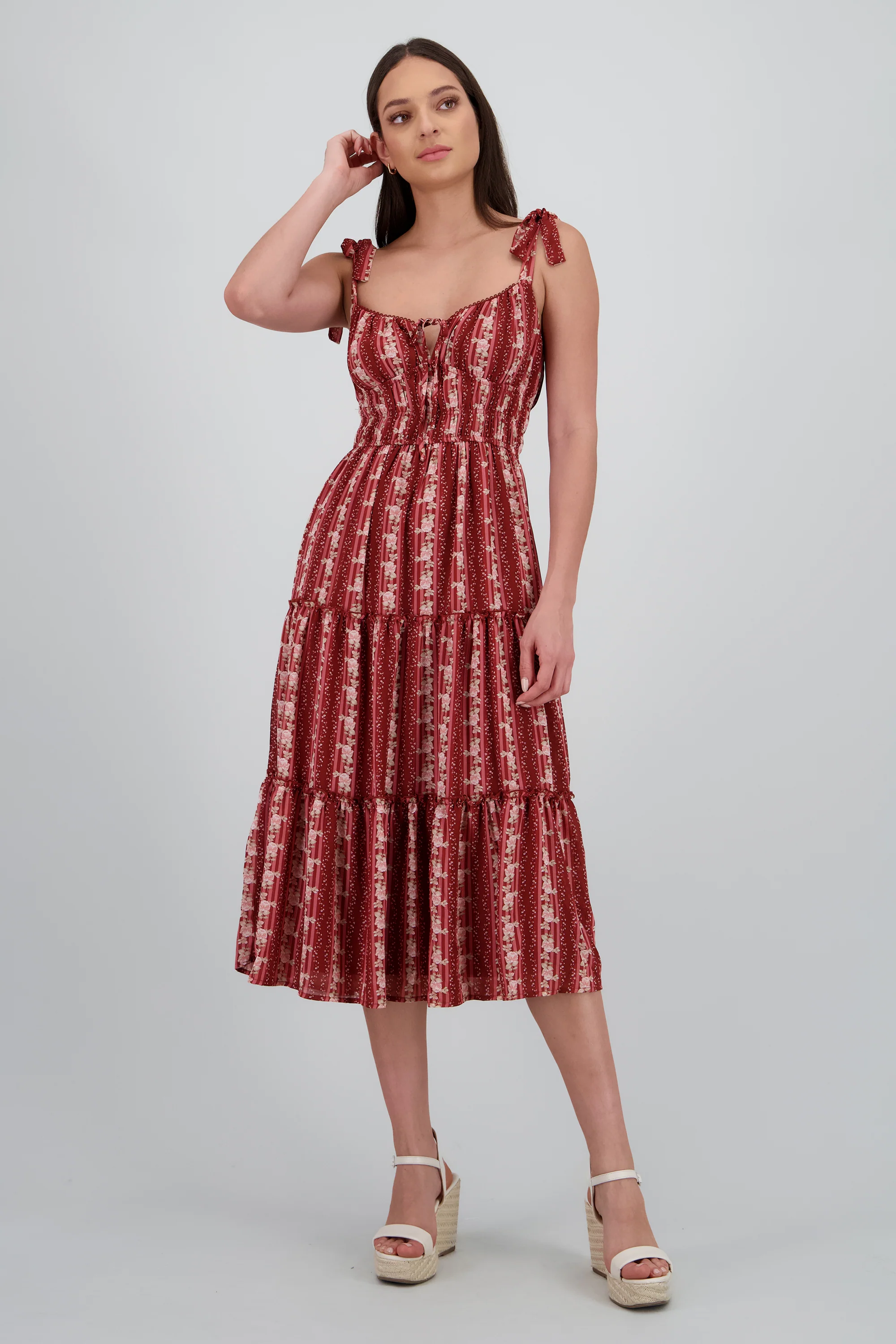 Vestido maxi olanes estampado flores