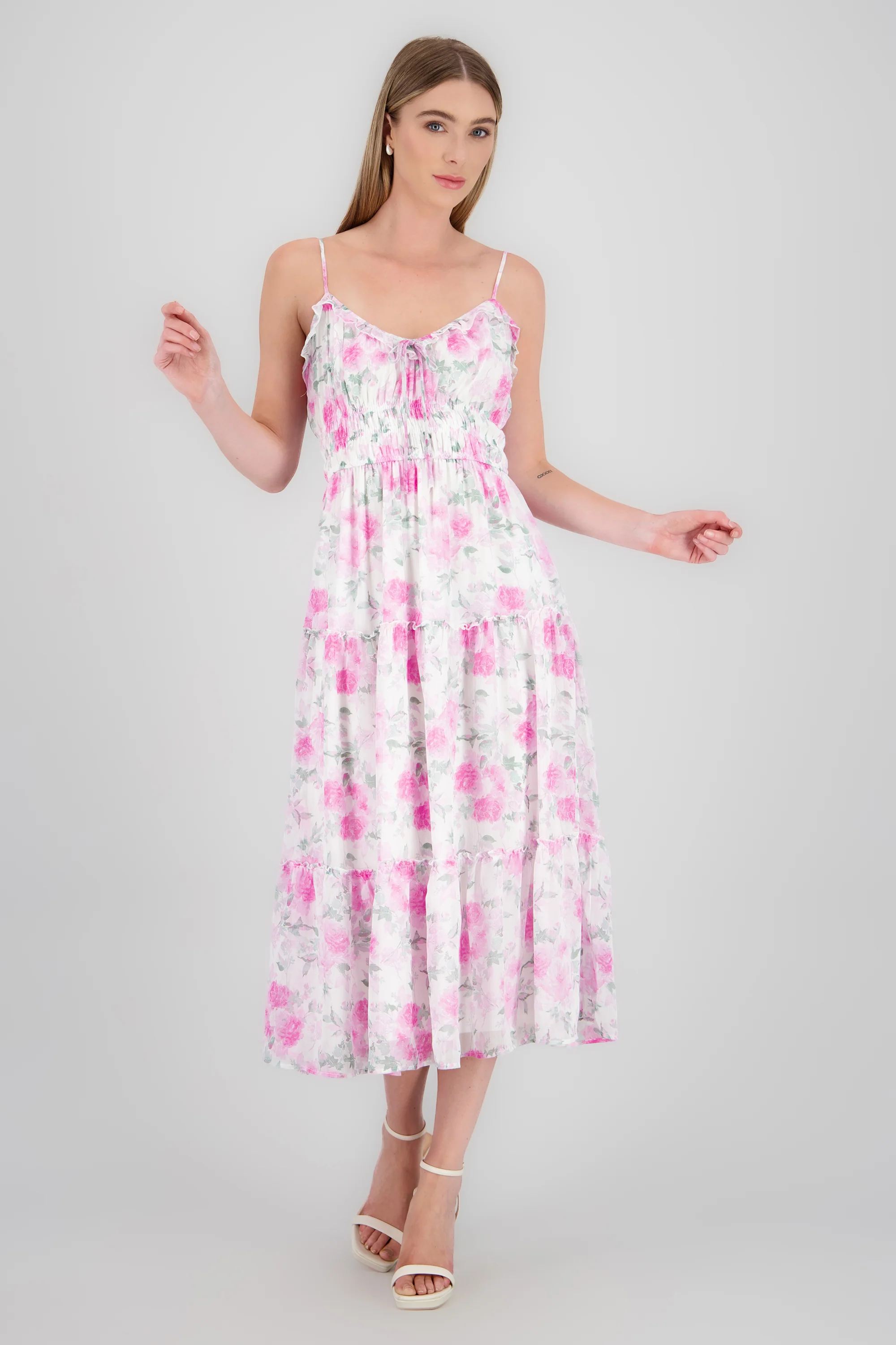 Vestido maxi olanes etampado flores - Image 2