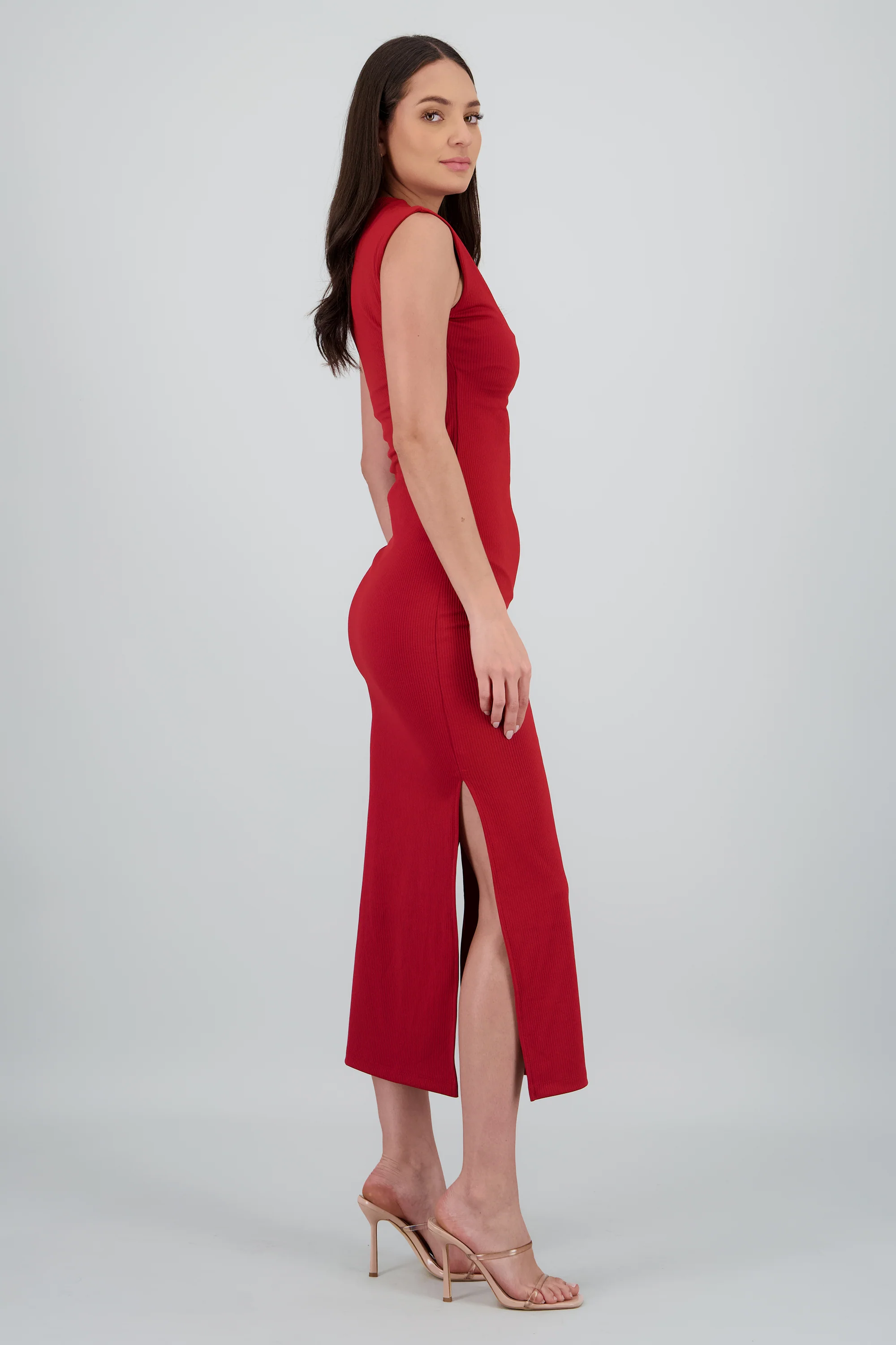 Vestido maxi rib cuello alto - Image 3