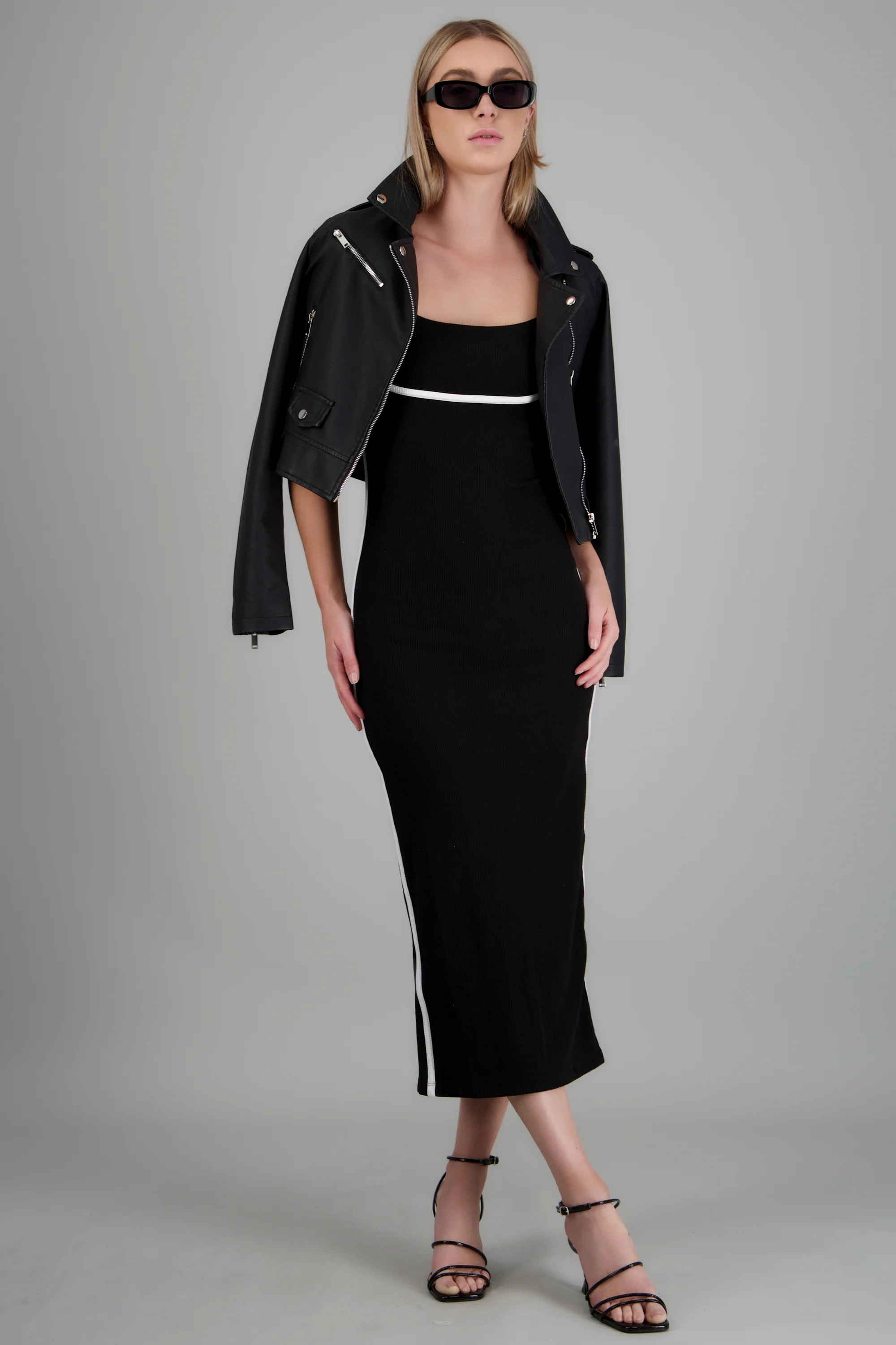 Vestido maxi rib detalle contraste