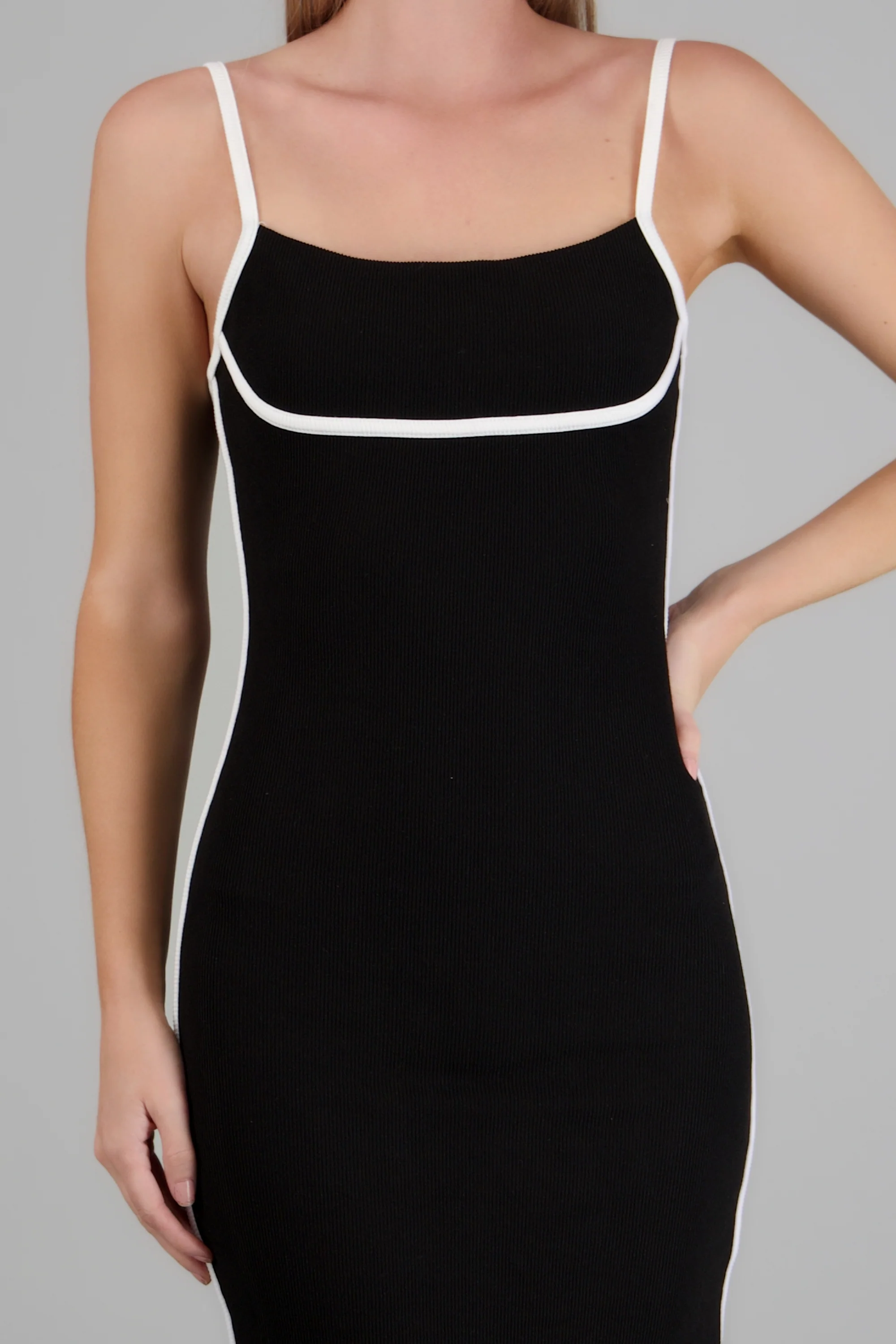 Vestido maxi rib detalle contraste - Image 5