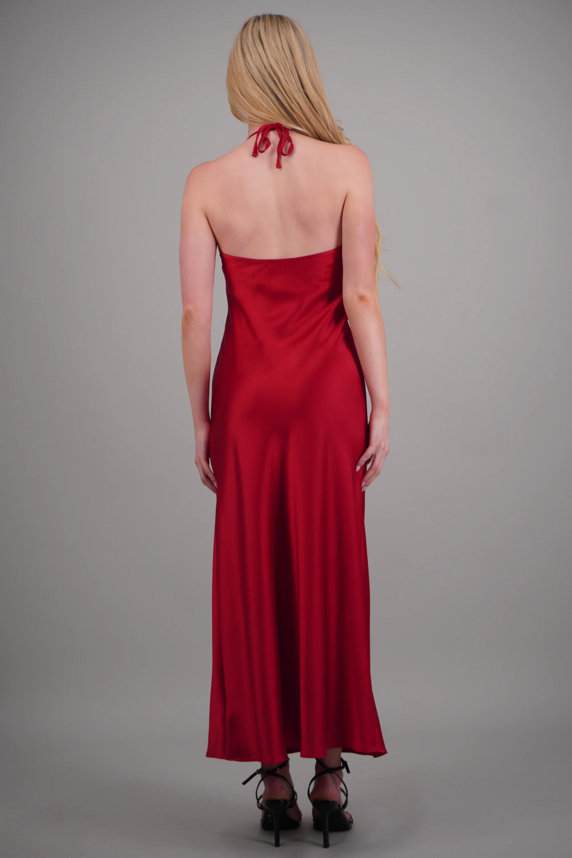 Vestido maxi satin amarre escote - Image 5