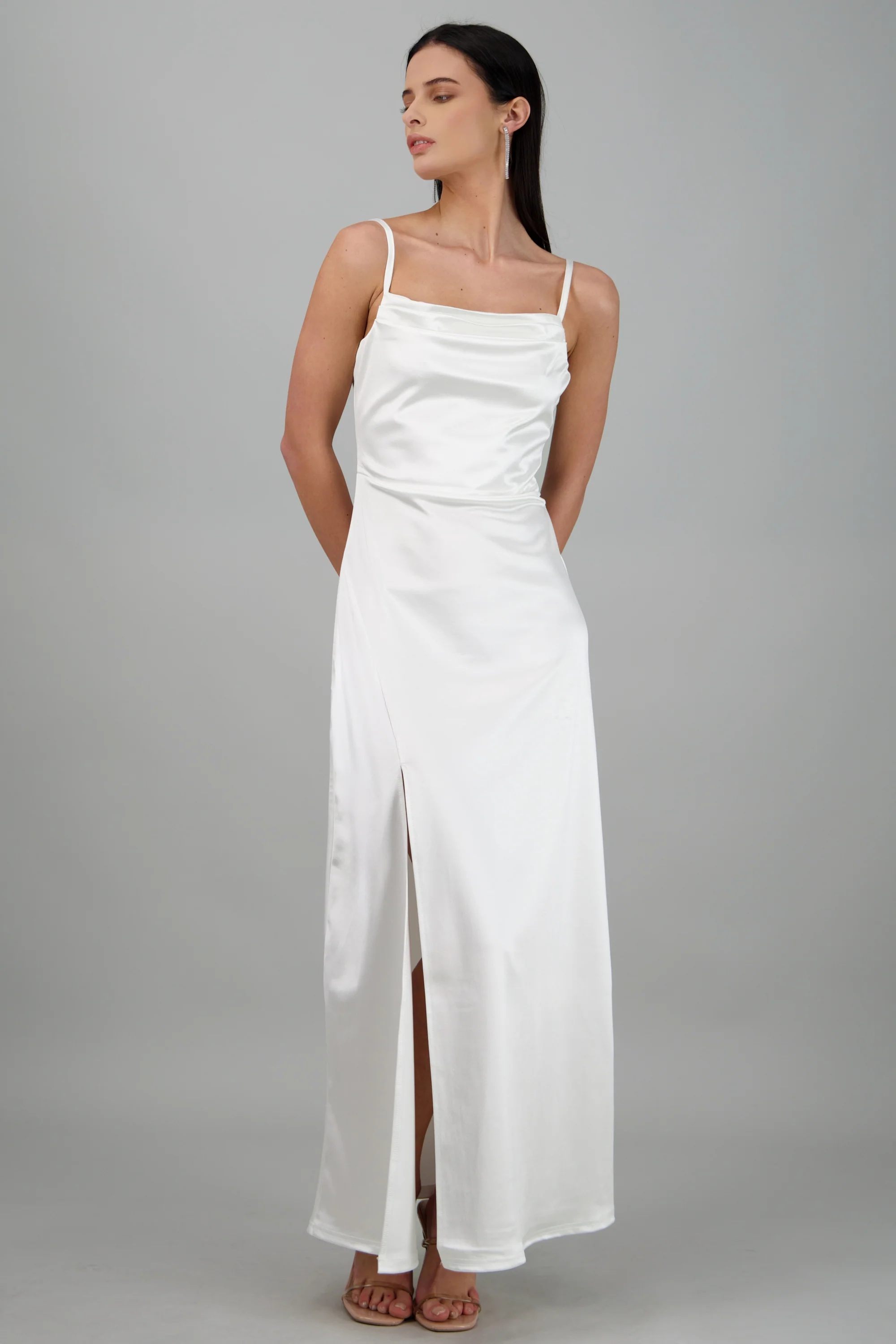 Vestido maxi satin espalda abierta