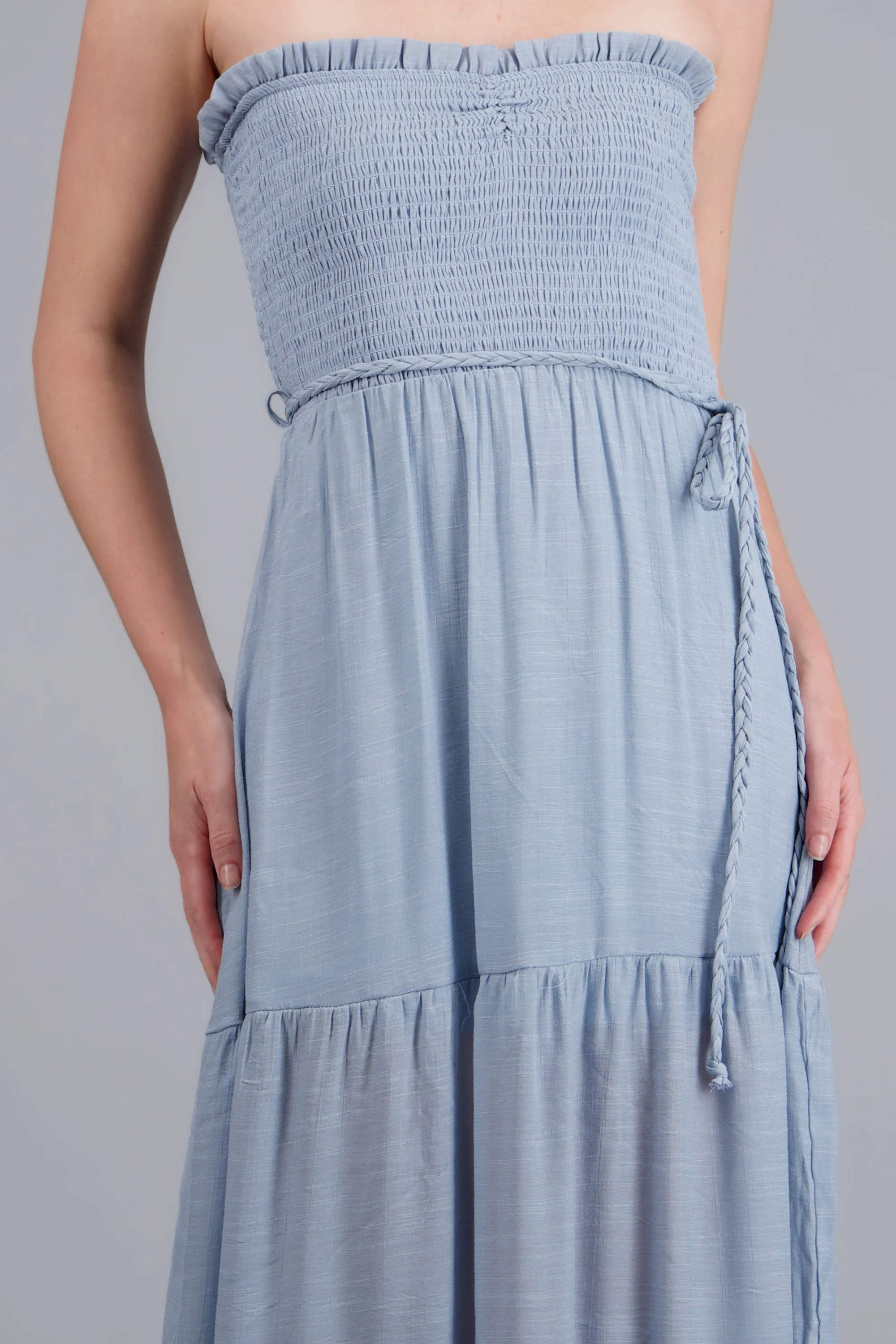 vestido maxi strapless fruncido - Image 5