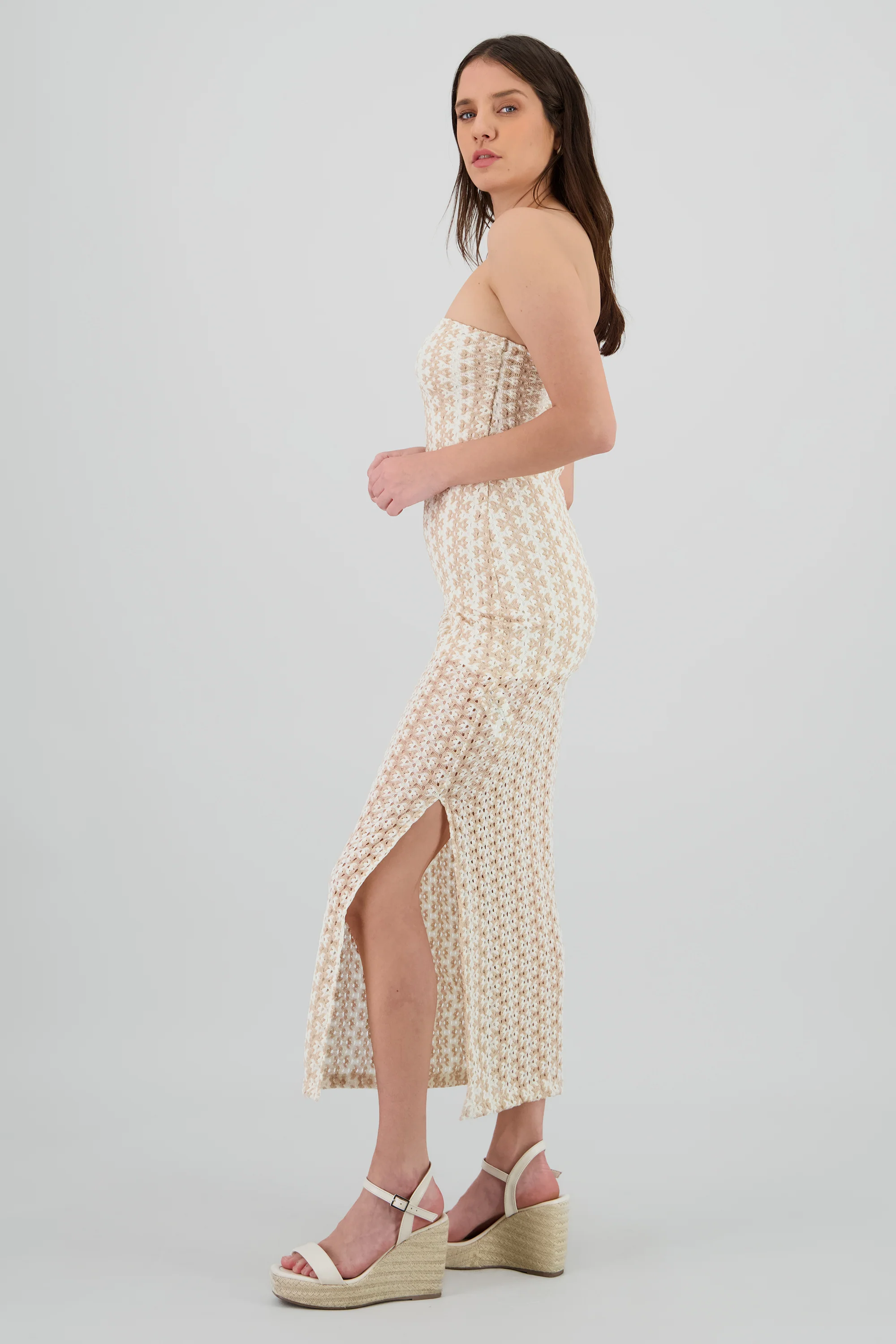 Vestido maxi strapless tejido - Image 3