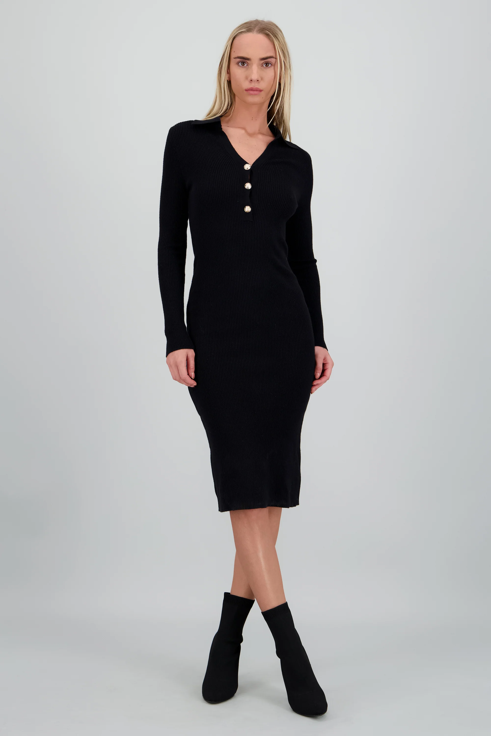 Vestido maxi tejido cuello polo - Image 2