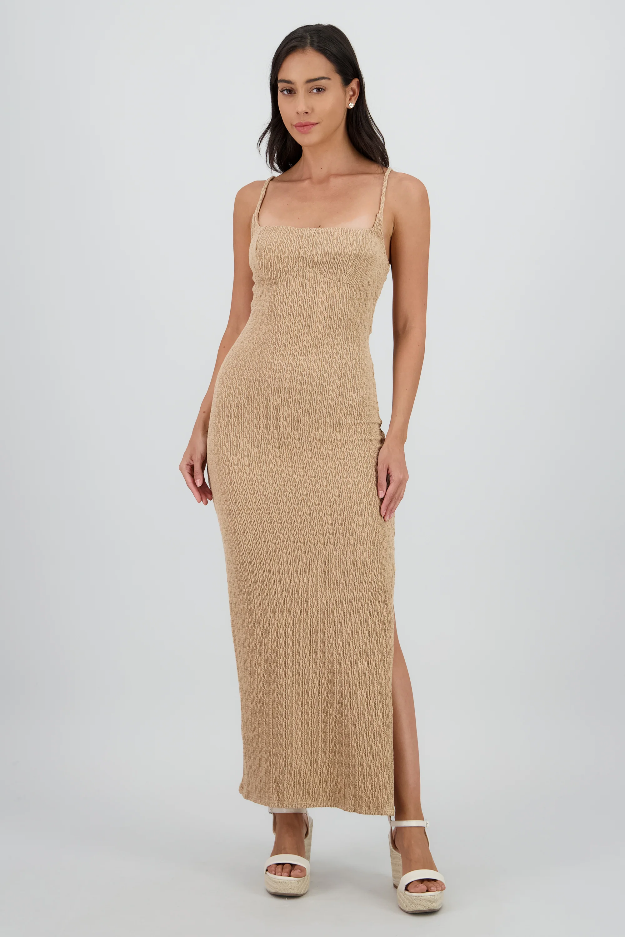 Vestido maxi textura con copas - Image 2
