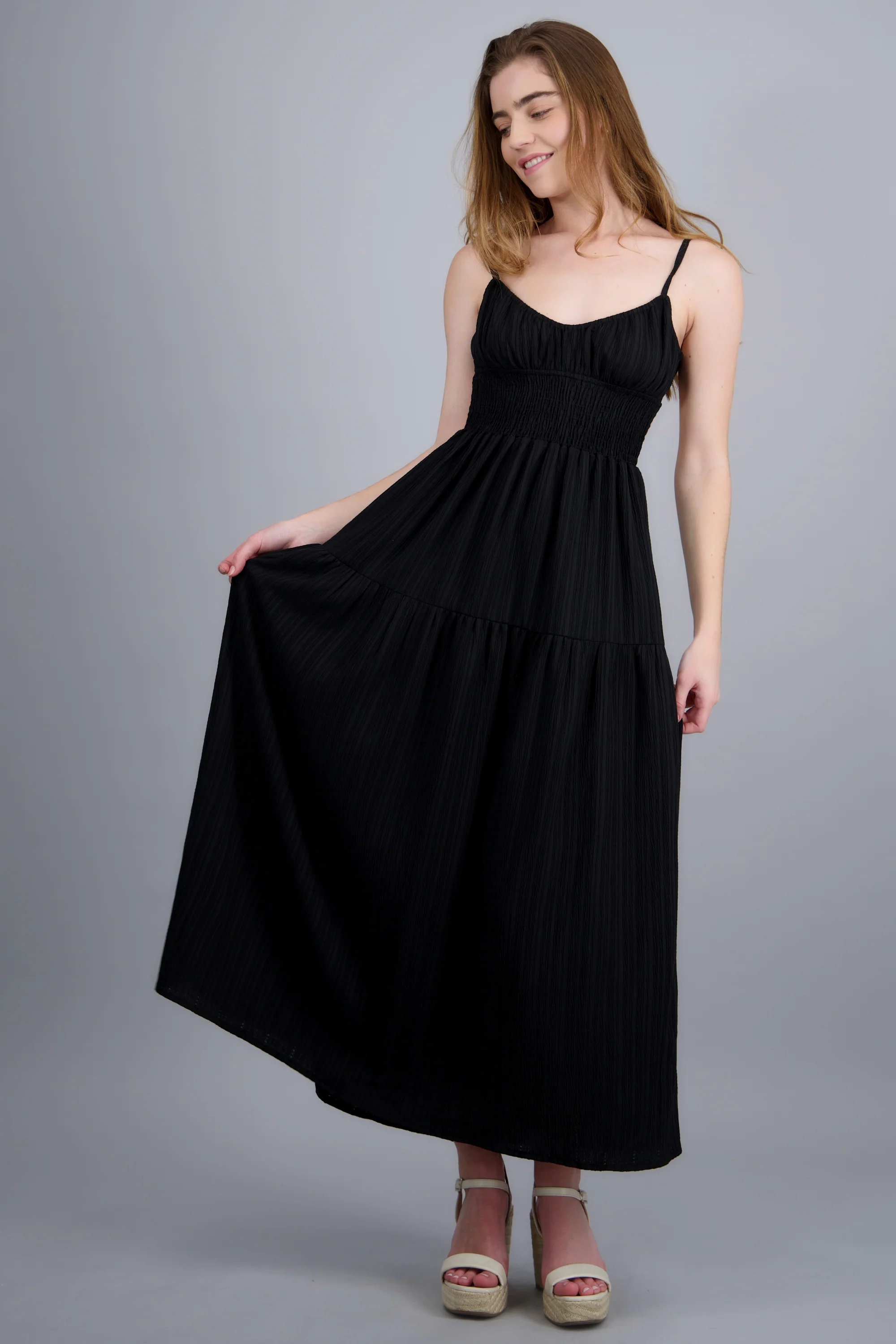Vestido maxi textura smock cintura - Image 2