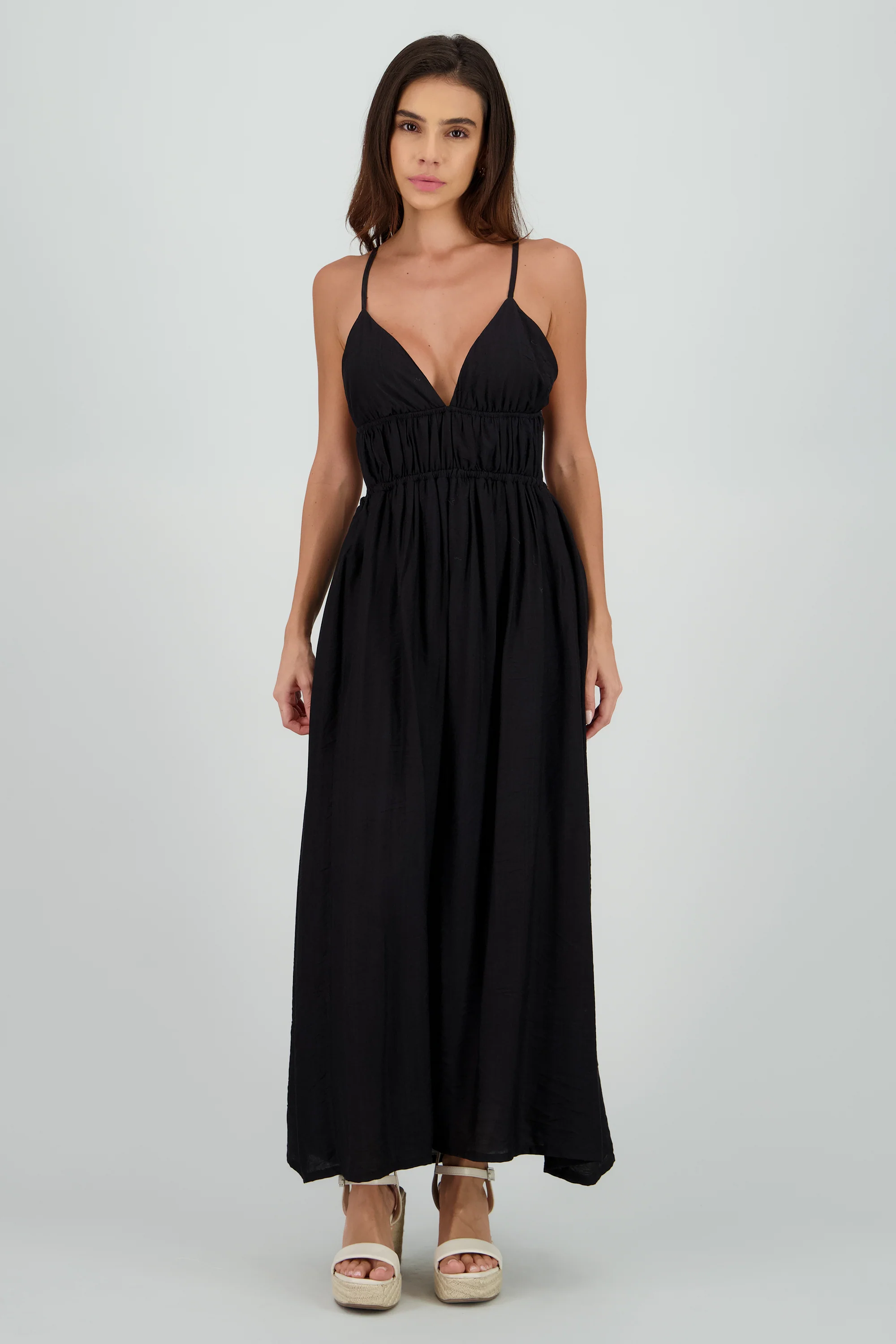 Vestido maxi tirantes con resorte en cintura