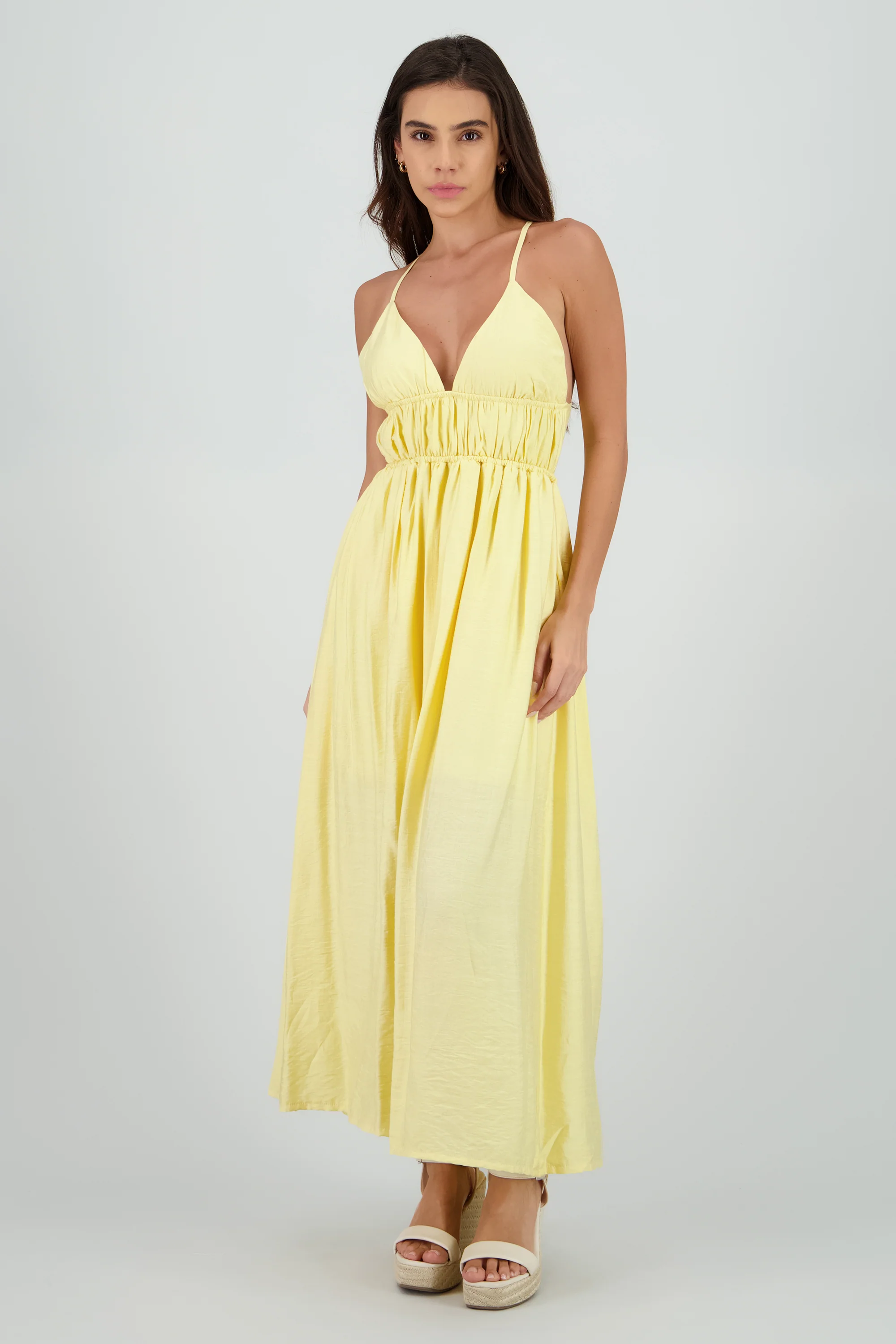 Vestido maxi tirantes con resorte en cintura