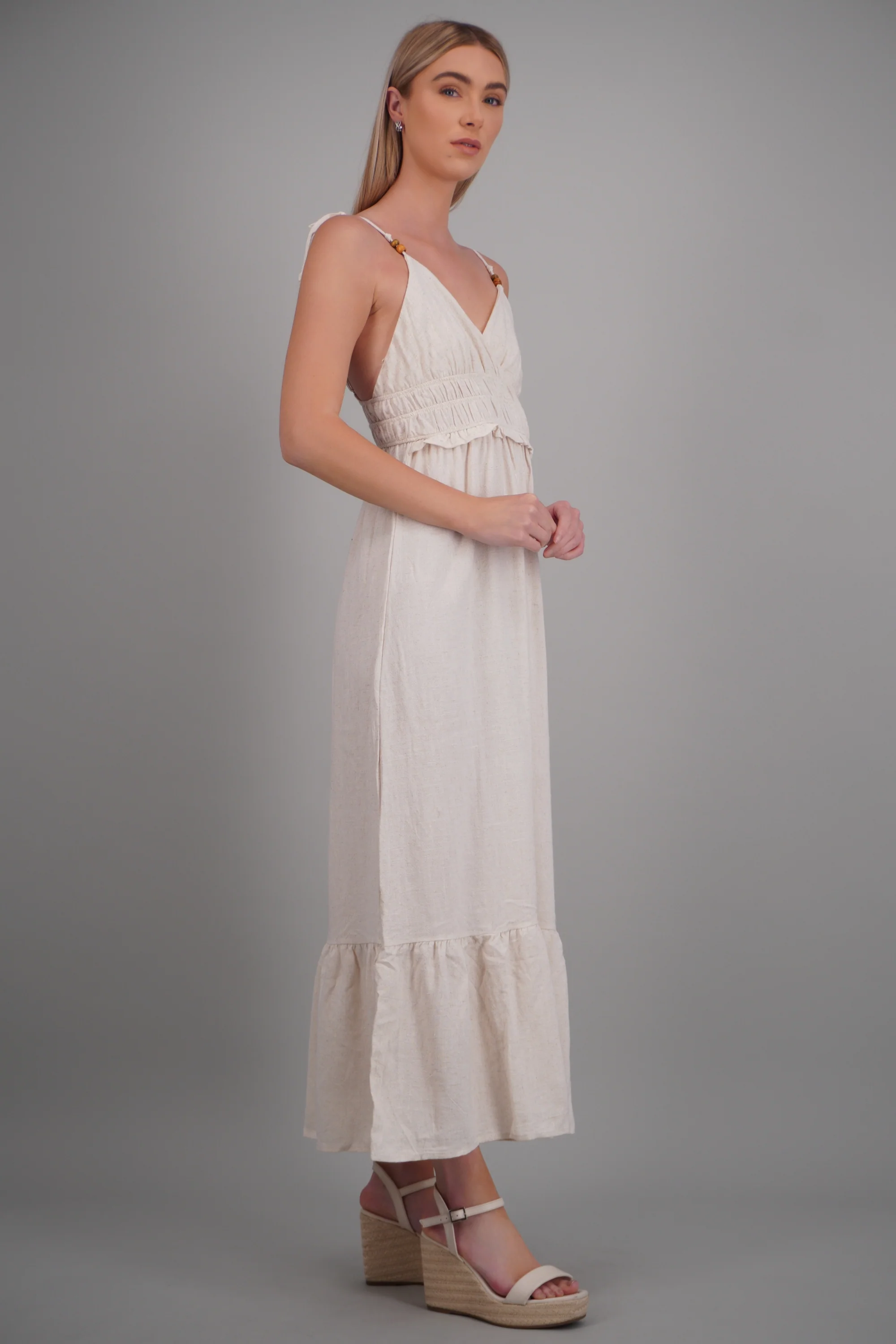 Vestido maxi tirantes detalle smock - Image 3