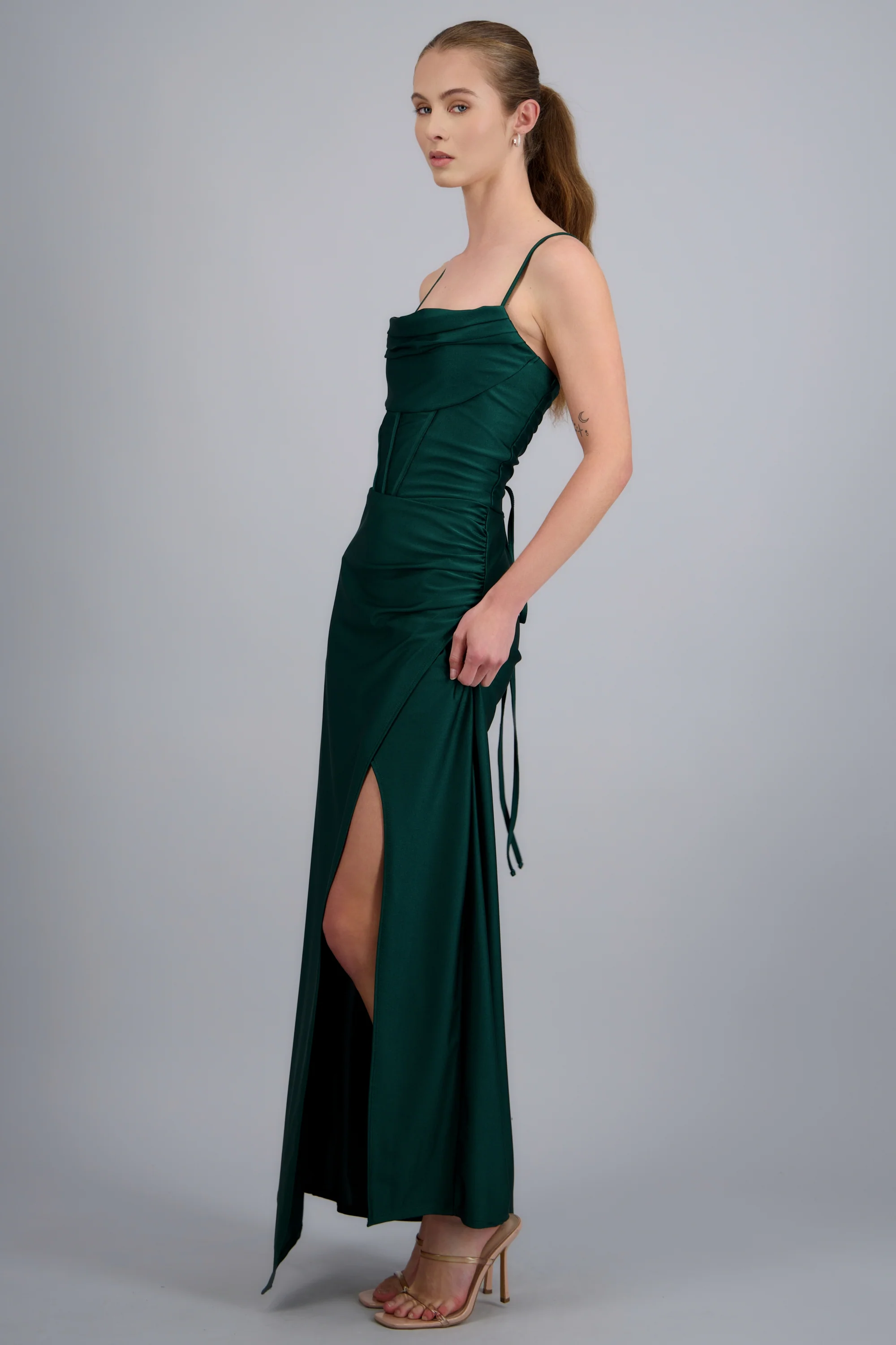 Vestido maxi tirantes drapeado - Image 3
