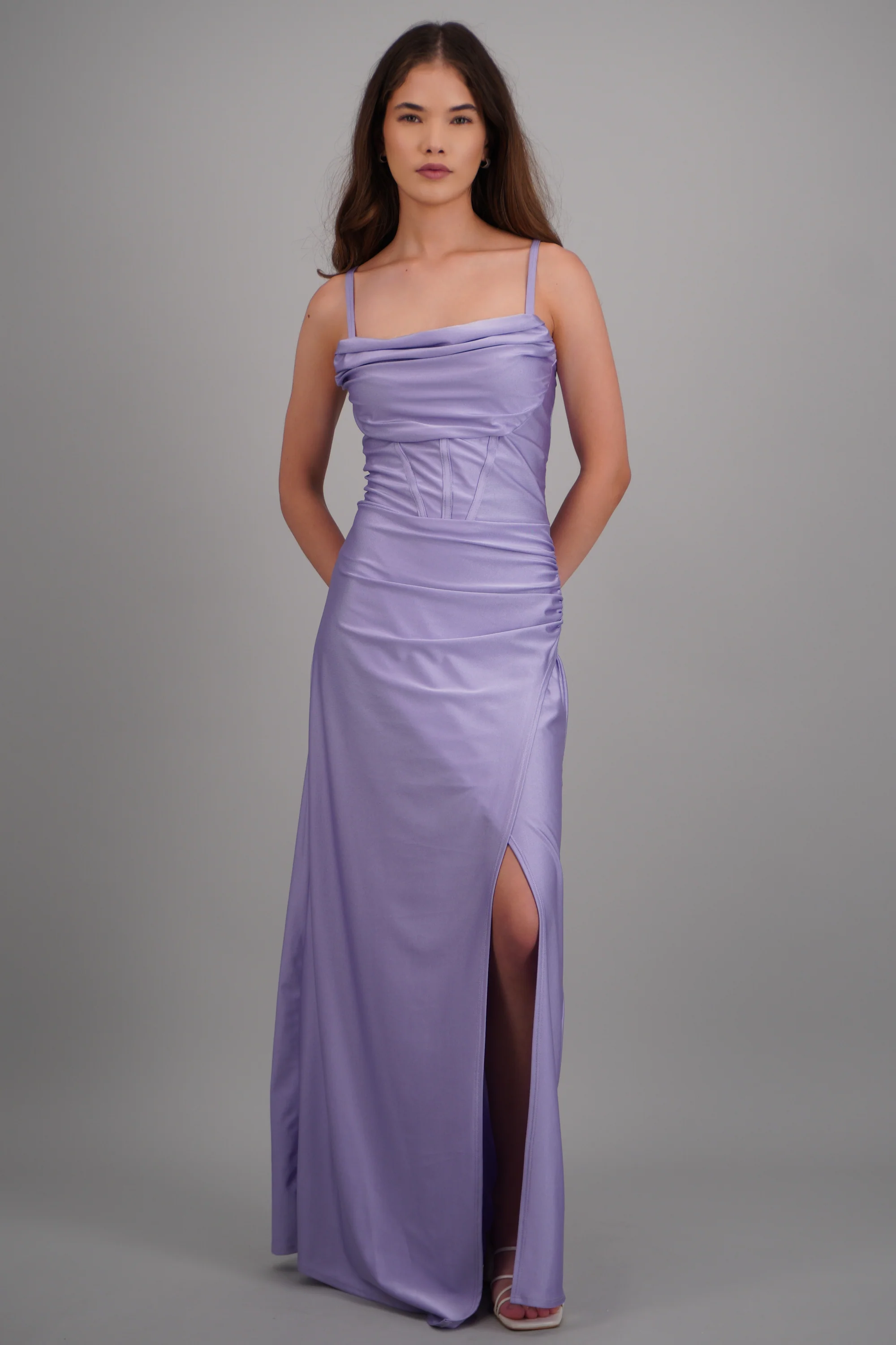 Vestido maxi tirantes drapeado