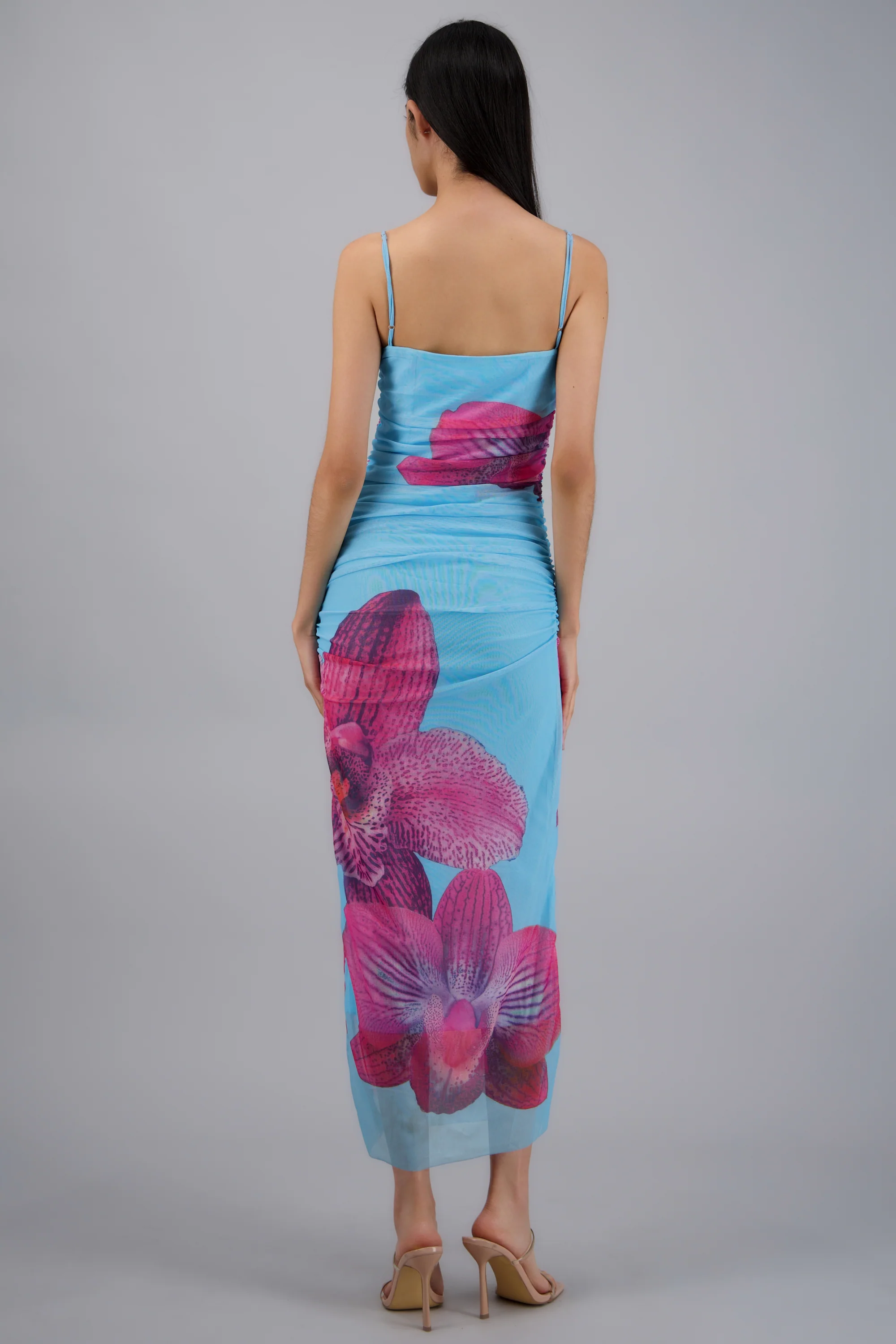 Vestido maxi tirantes drapeado flores - Image 4