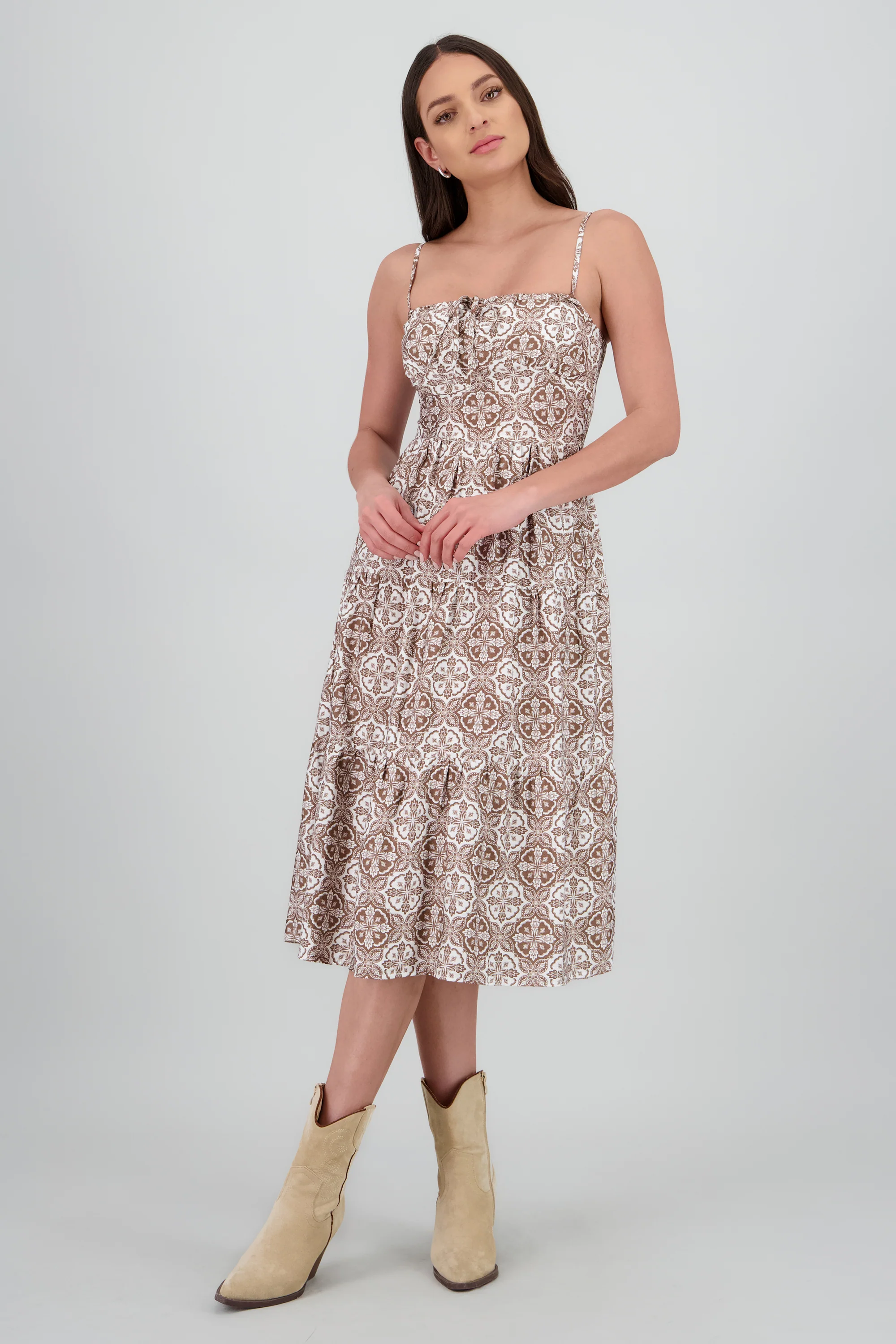 Vestido maxi tirantes estampado boho
