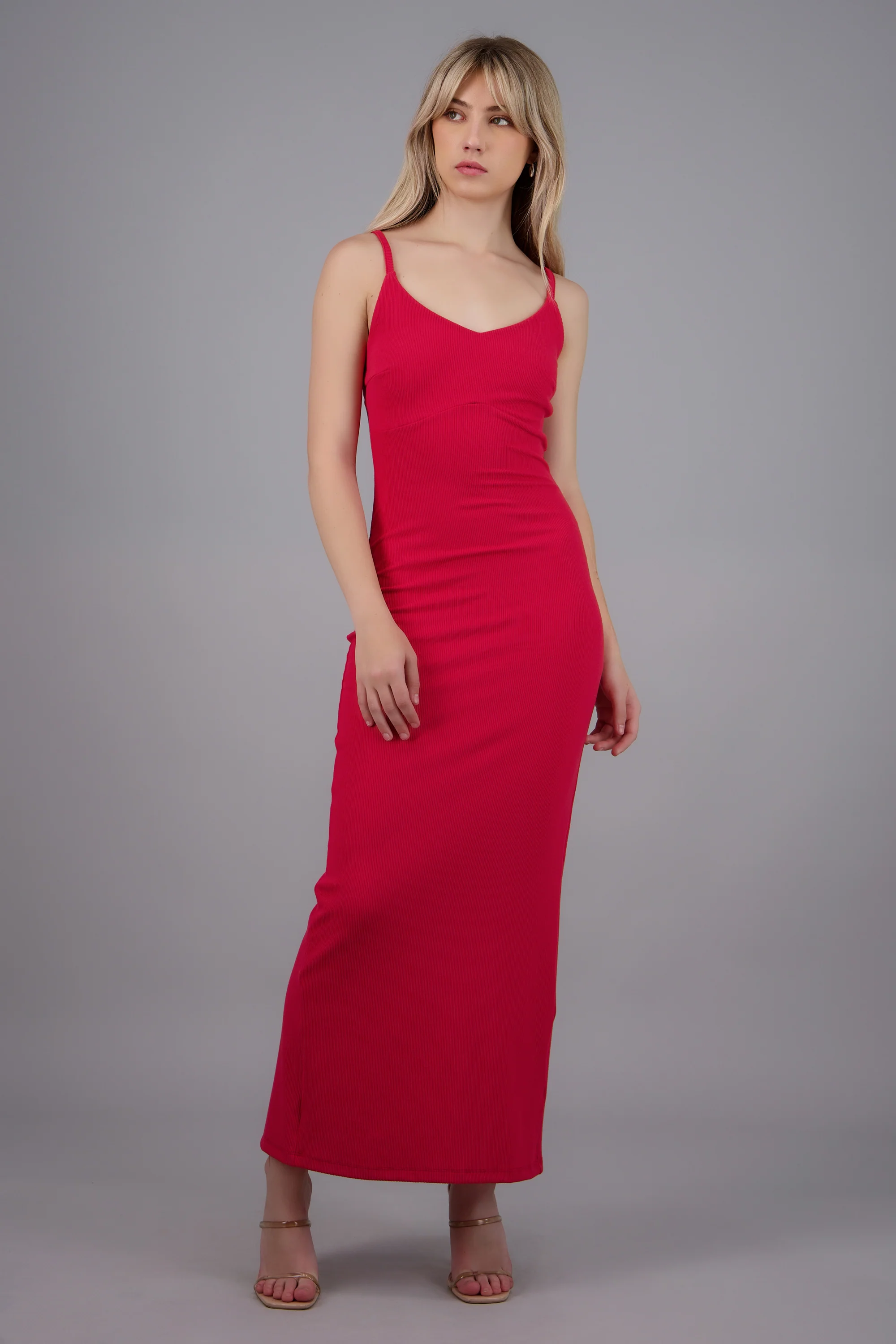 Vestido maxi tirantes rib