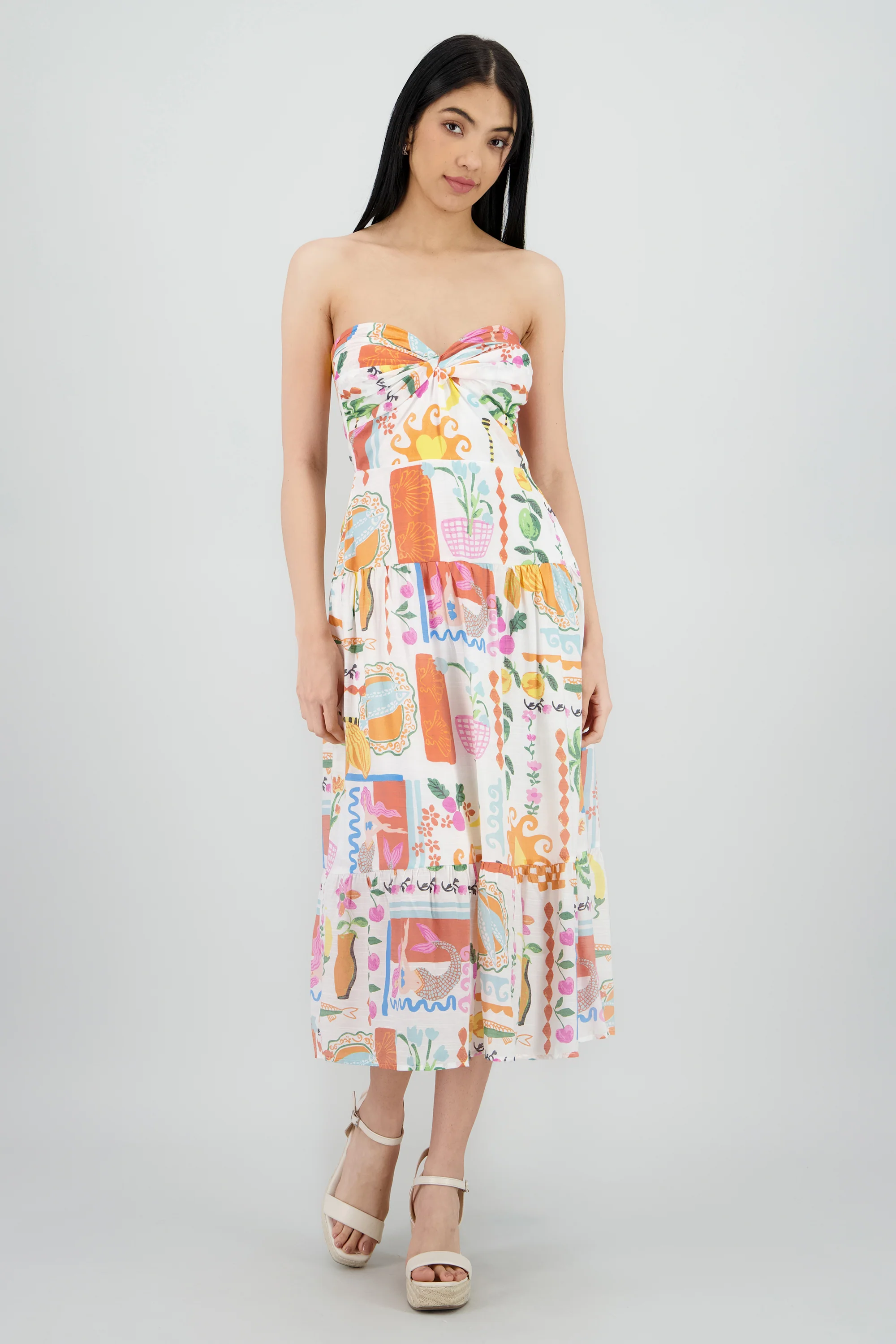 Vestido midi bandeau estampado - Image 2