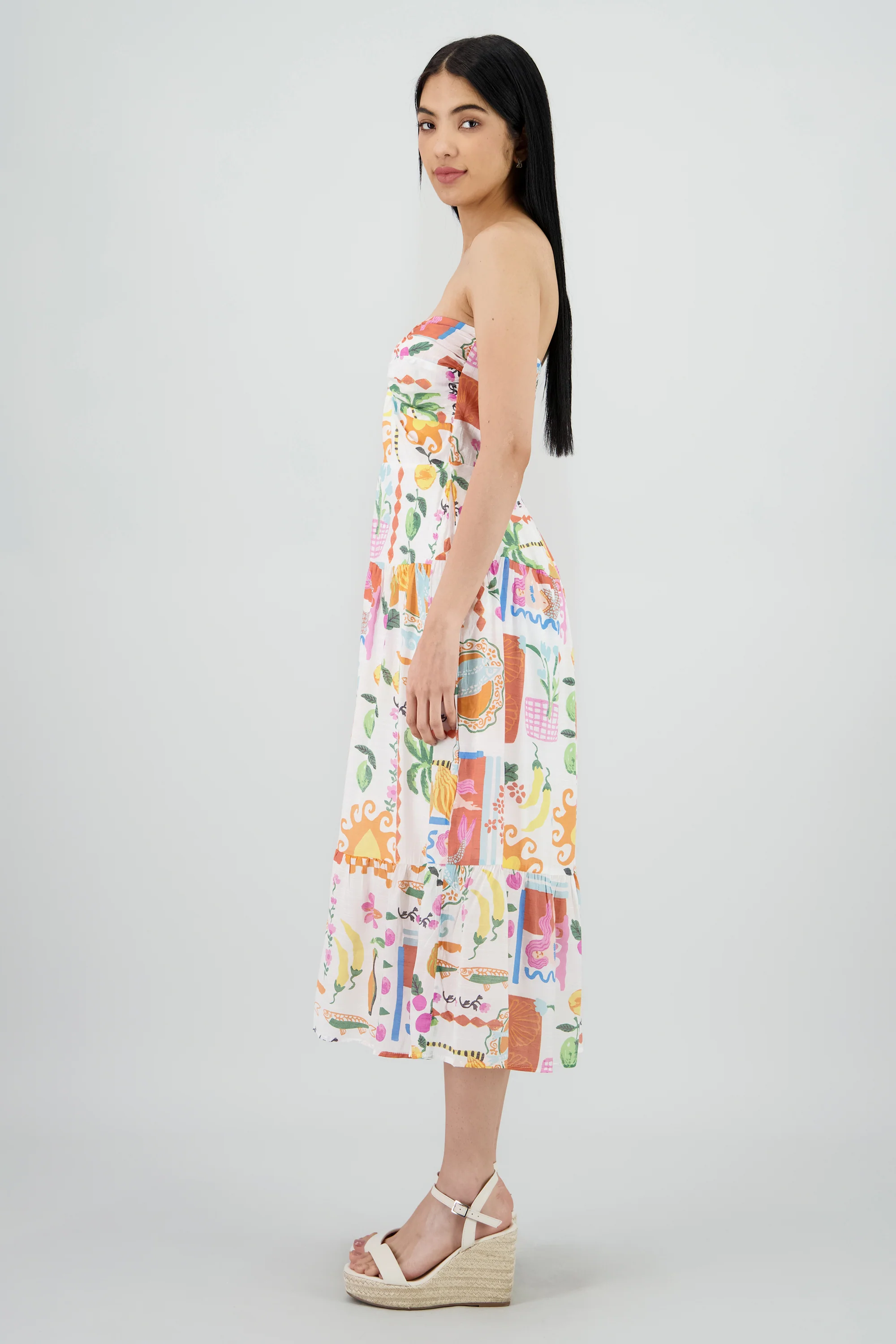 Vestido midi bandeau estampado - Image 3