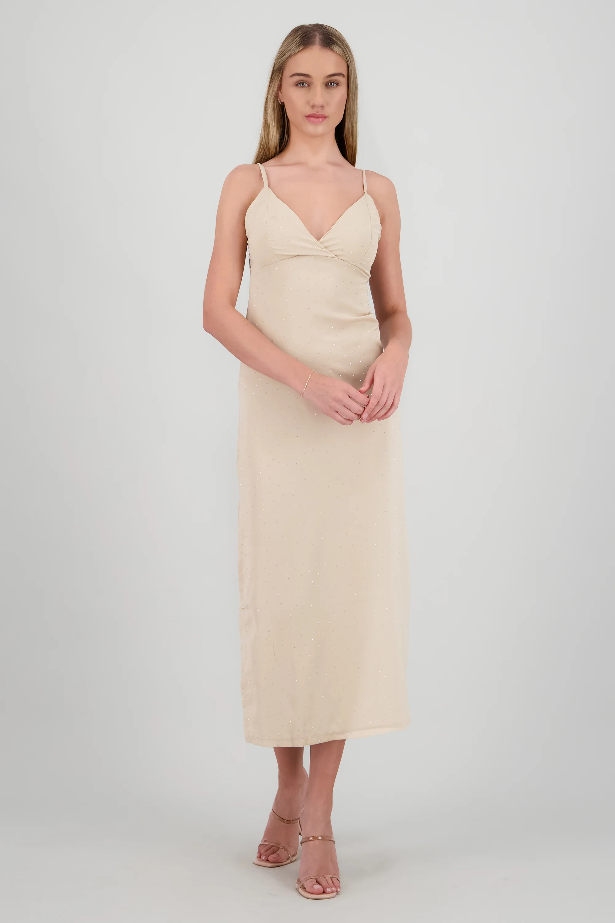 Vestido midi brillos escote cruzado - Image 2