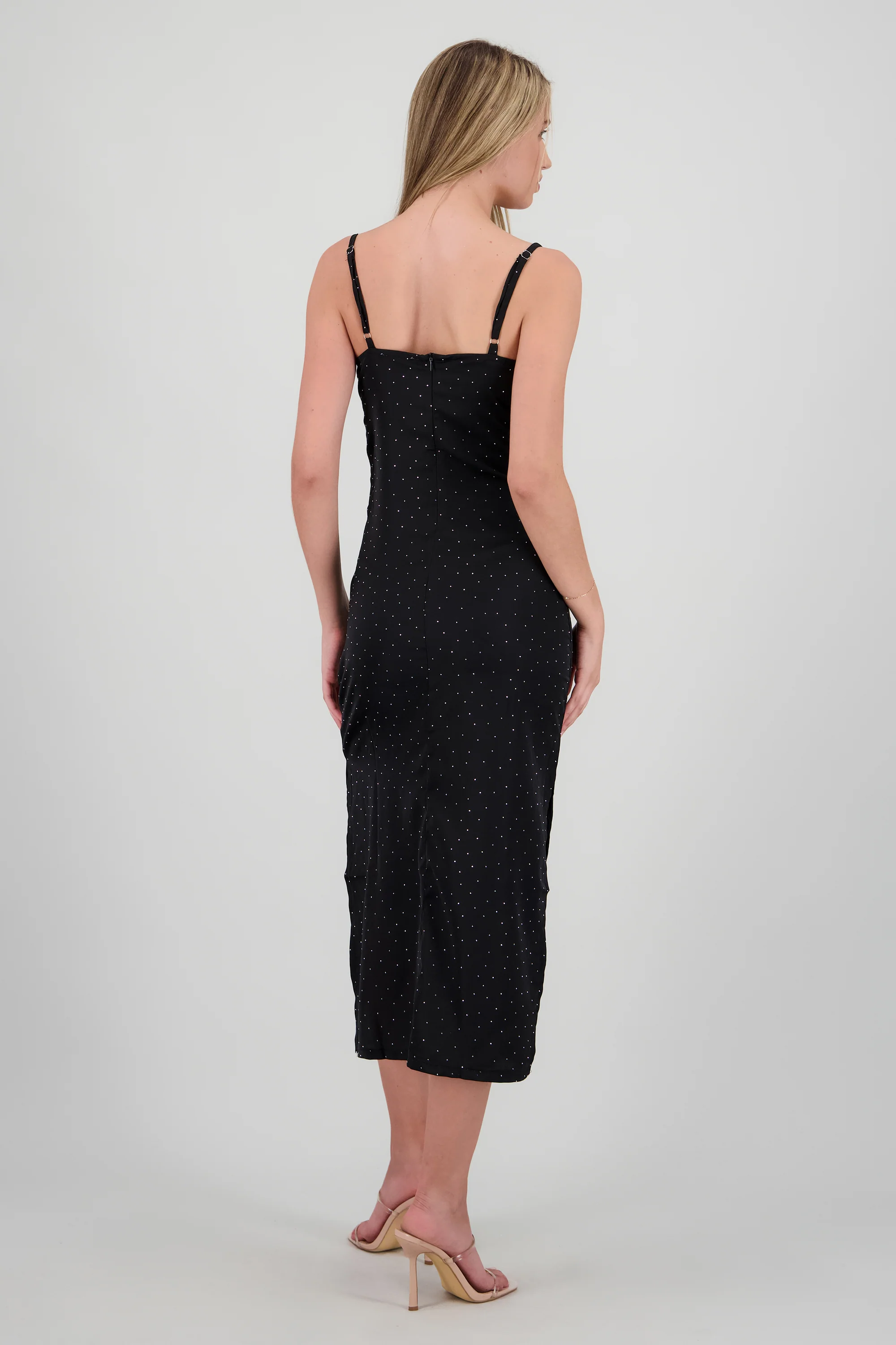 Vestido midi brillos escote cruzado - Image 4