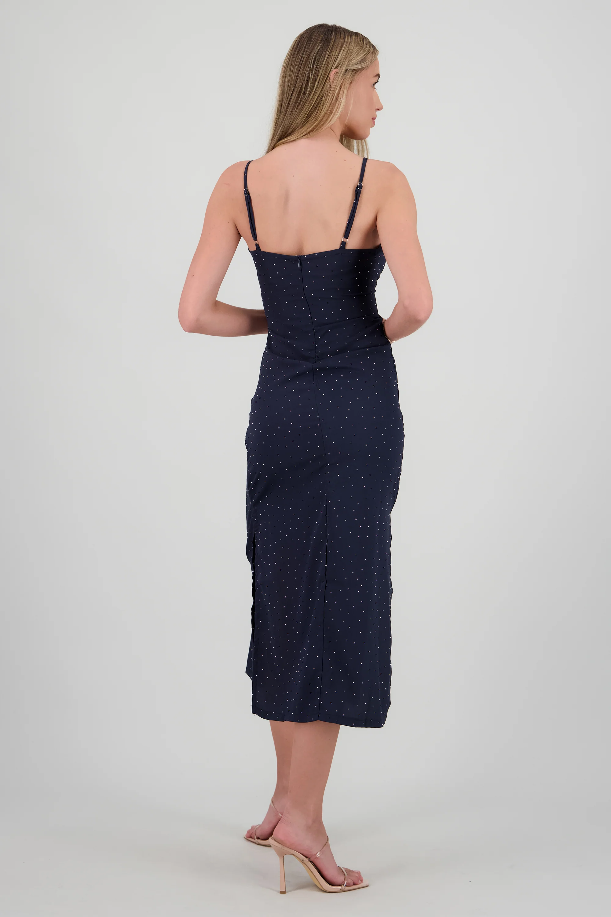 Vestido midi brillos escote cruzado - Image 4