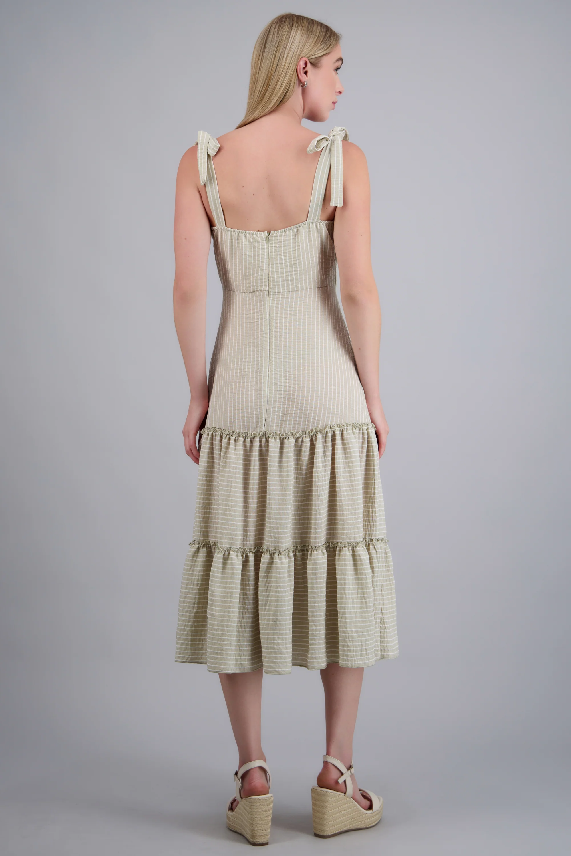 Vestido midi con tirantes detalle olanes - Image 4
