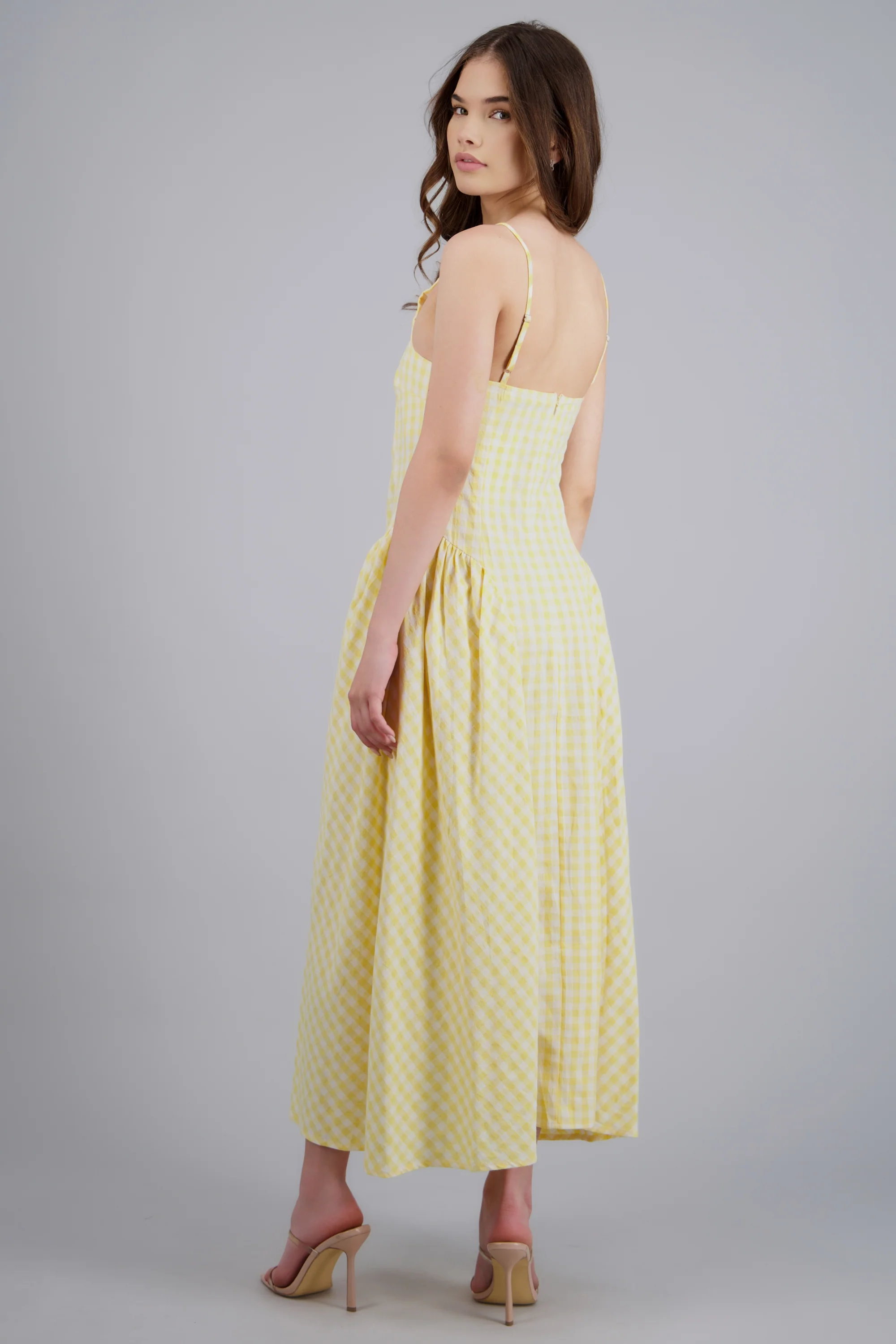 Vestido midi con tirantes gingham - Image 4
